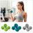 Hex Dumbbells Set - Neoprene - Lime, Teal, Grey - Includes Stand