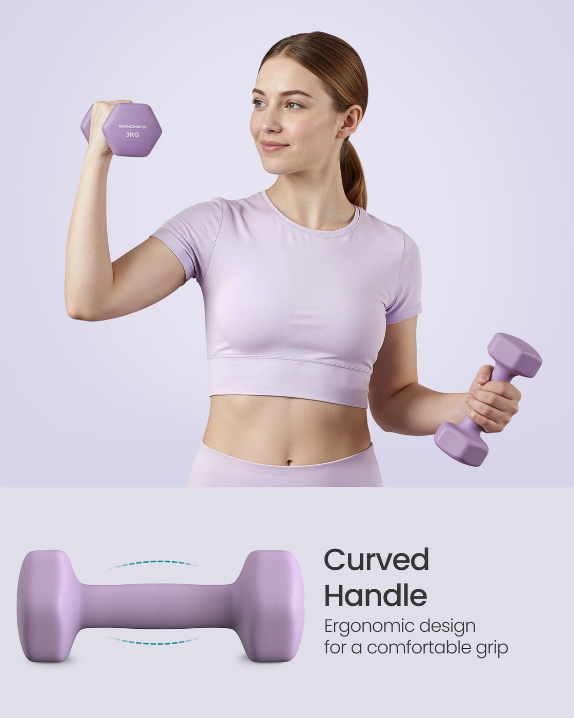 Hex Dumbbells Set - Neoprene - Lime, Teal, Grey - Includes Stand