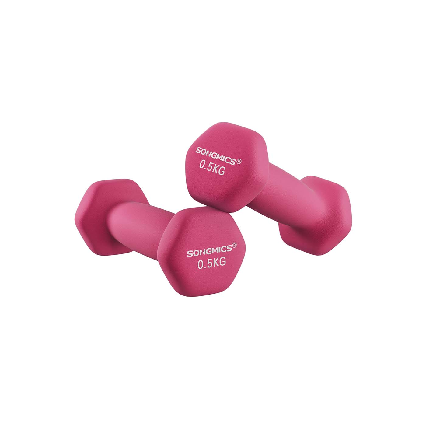 Vinyl Dumbbells - Set of 2 - Pink - Various Weights (0.5 kg to 5 kg)