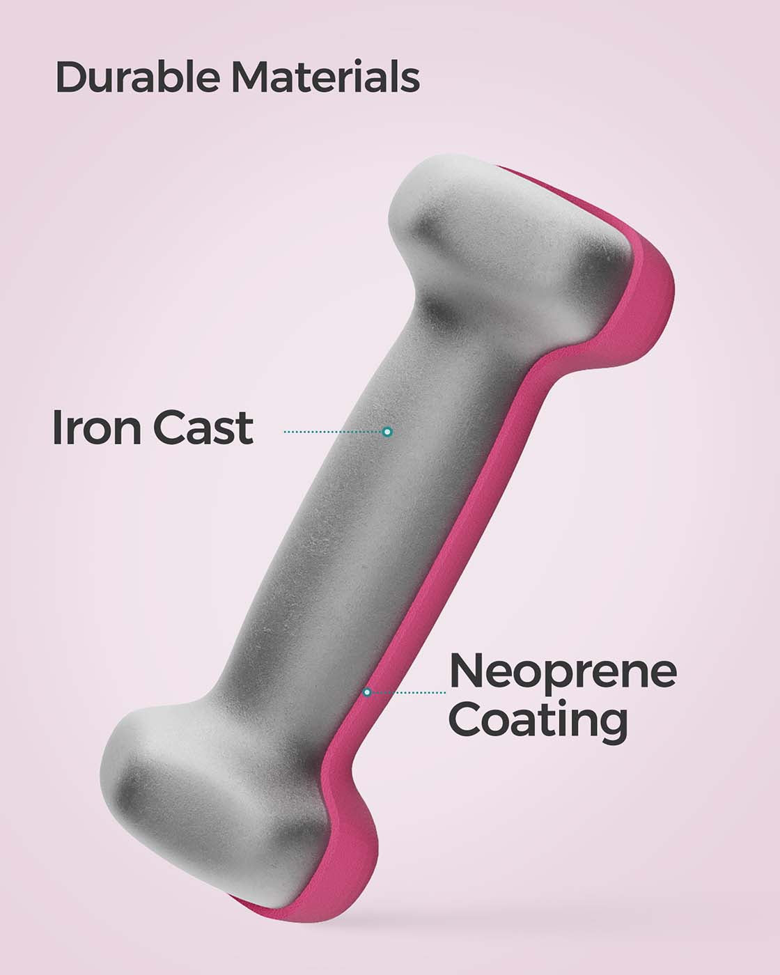 Vinyl Dumbbells - Set of 2 - Pink - Various Weights (0.5 kg to 5 kg)