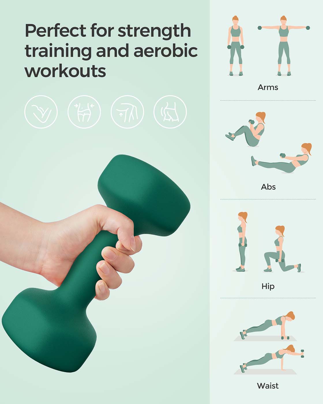 Dumbbells - Set of 2 (2 x 4 kg) - Vinyl