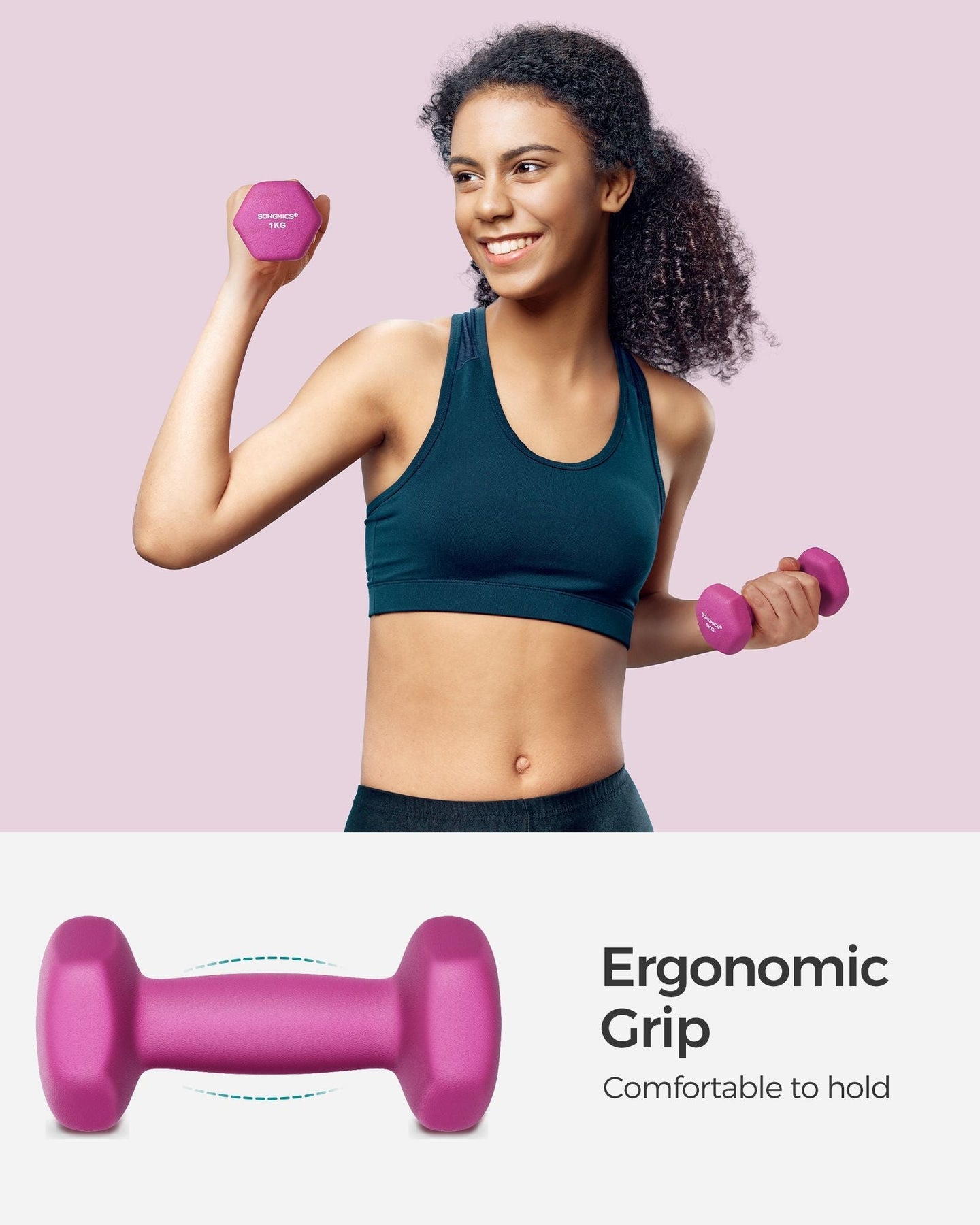 Hexagonal Dumbbells Set - Hexagonal Steel - Pink - Ideal for Home Workout and Fitness Training