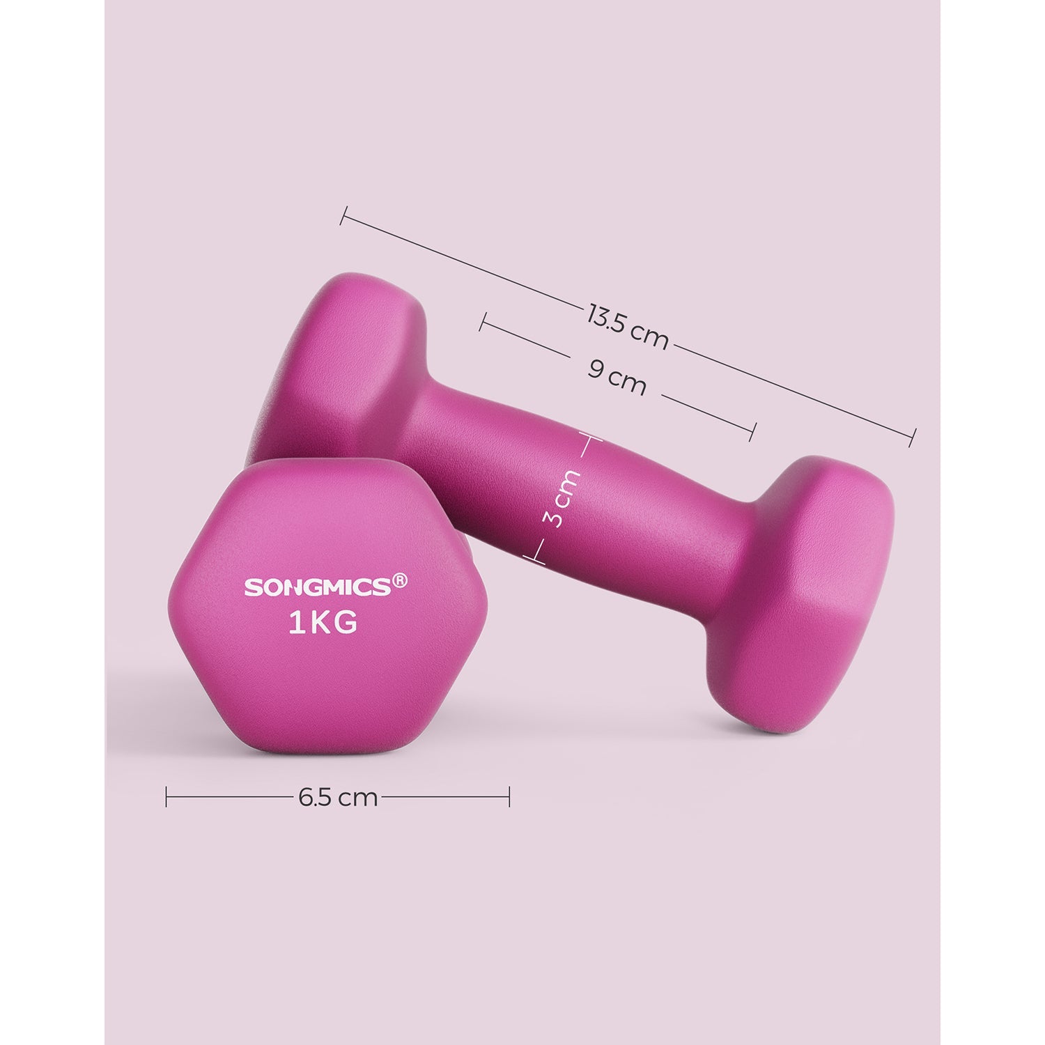 Hexagonal Dumbbells Set - Hexagonal Steel - Pink - Ideal for Home Workout and Fitness Training