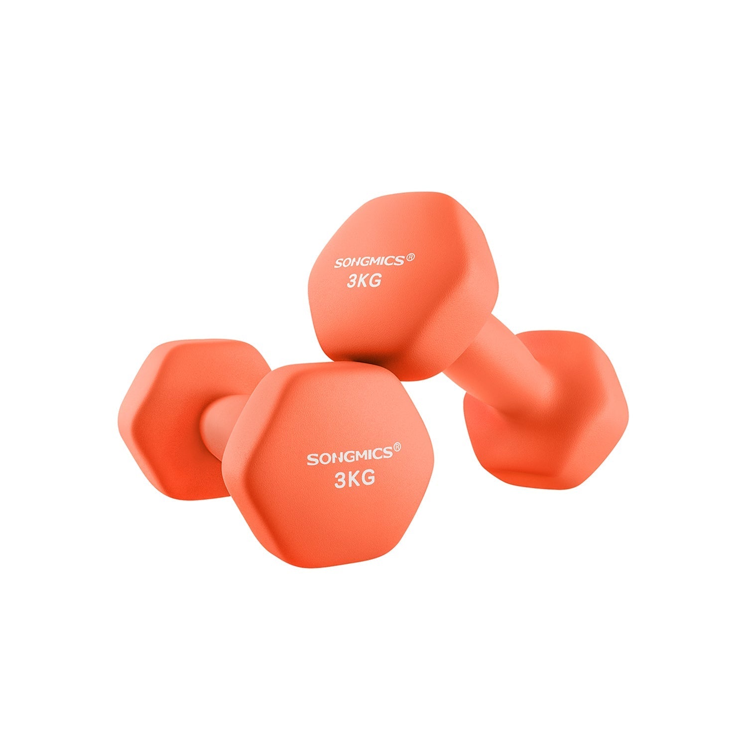 Set of 2 Hexagonal Dumbbells - Steel - Orange - Ideal for Home Workout and Fitness Training