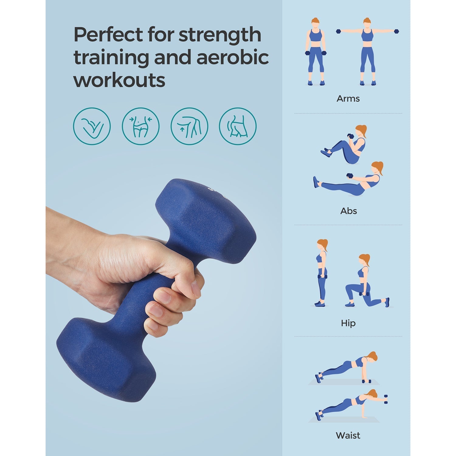 Dumbbells Set - Blue - Hexagonal