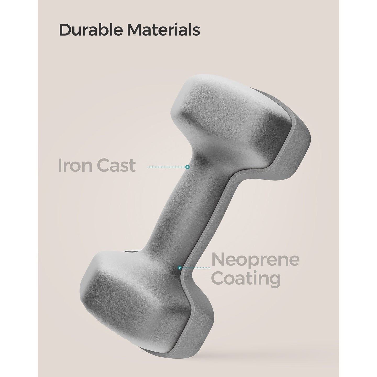 Set of 2 Hexagonal Dumbbells - 5 kg Each - Iron - Grey