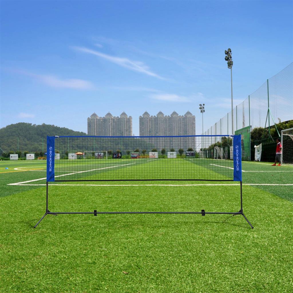 Badminton Net - Durable Fabric - Blue - Portable and Height Adjustable with Stand