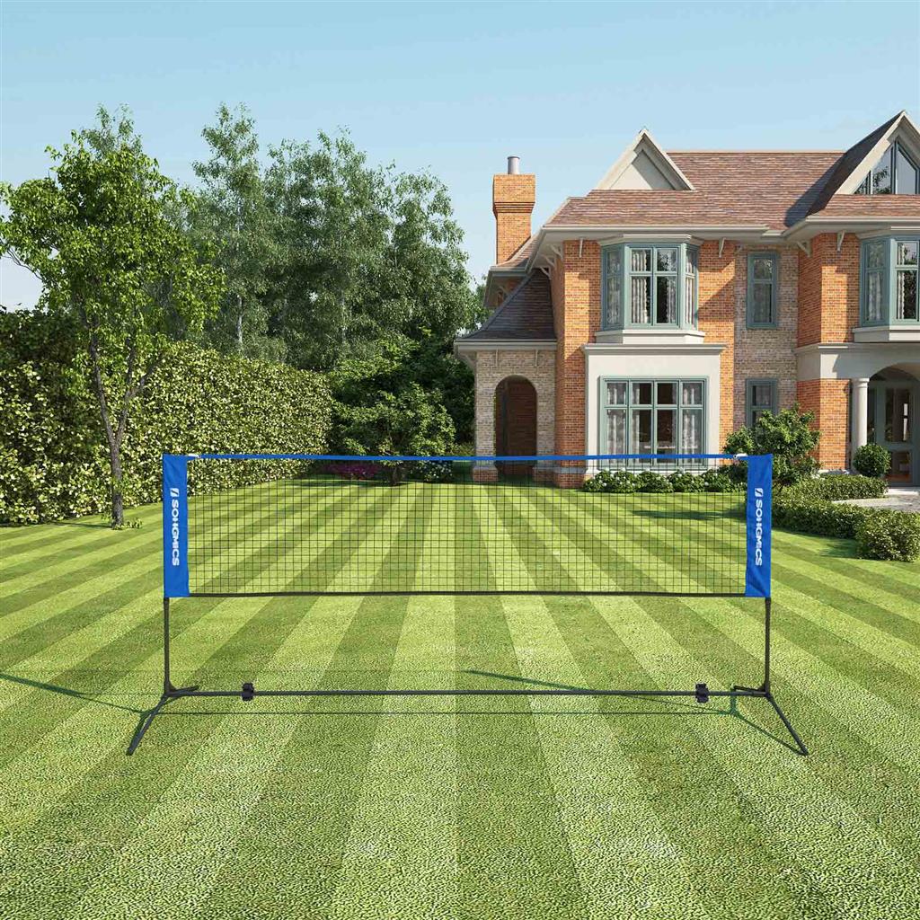 Badminton Net - Durable Fabric - Blue - Portable and Height Adjustable with Stand