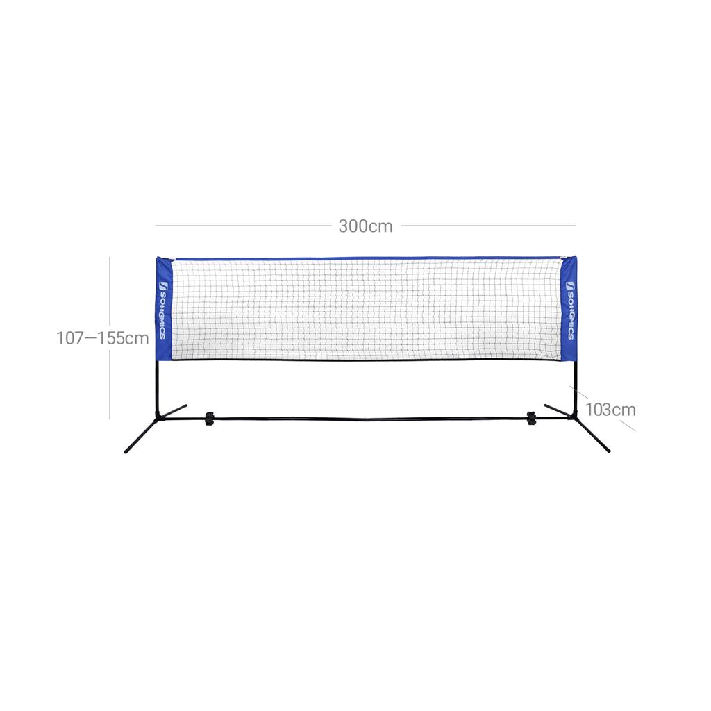 Badminton Net - Durable Fabric - Blue - Portable and Height Adjustable with Stand