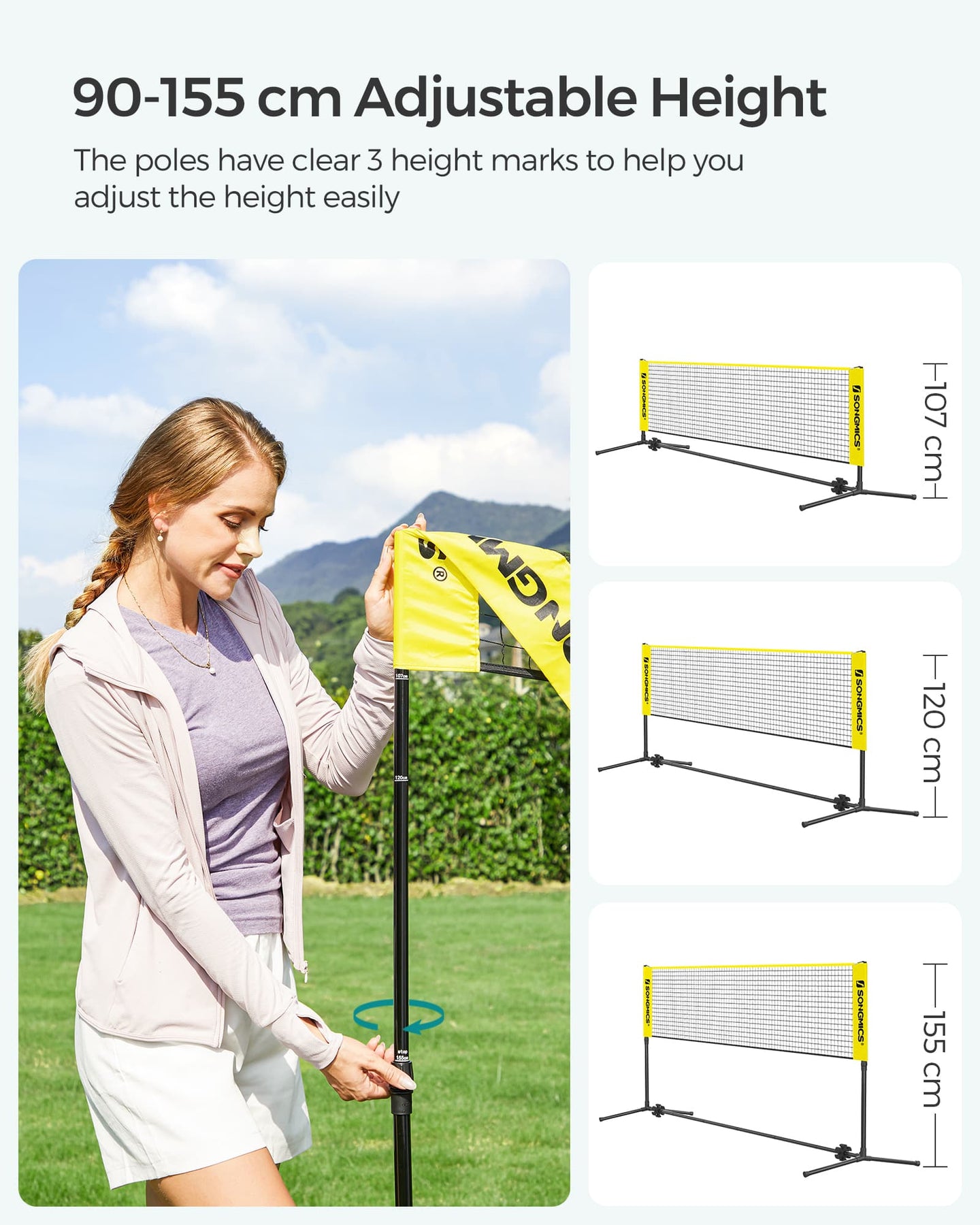 Badminton Net - Yellow - High-Quality Material