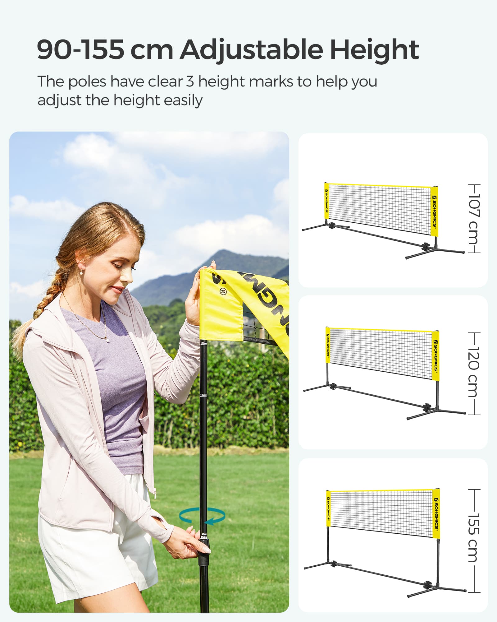 Badminton Net - Yellow - High-Quality Material