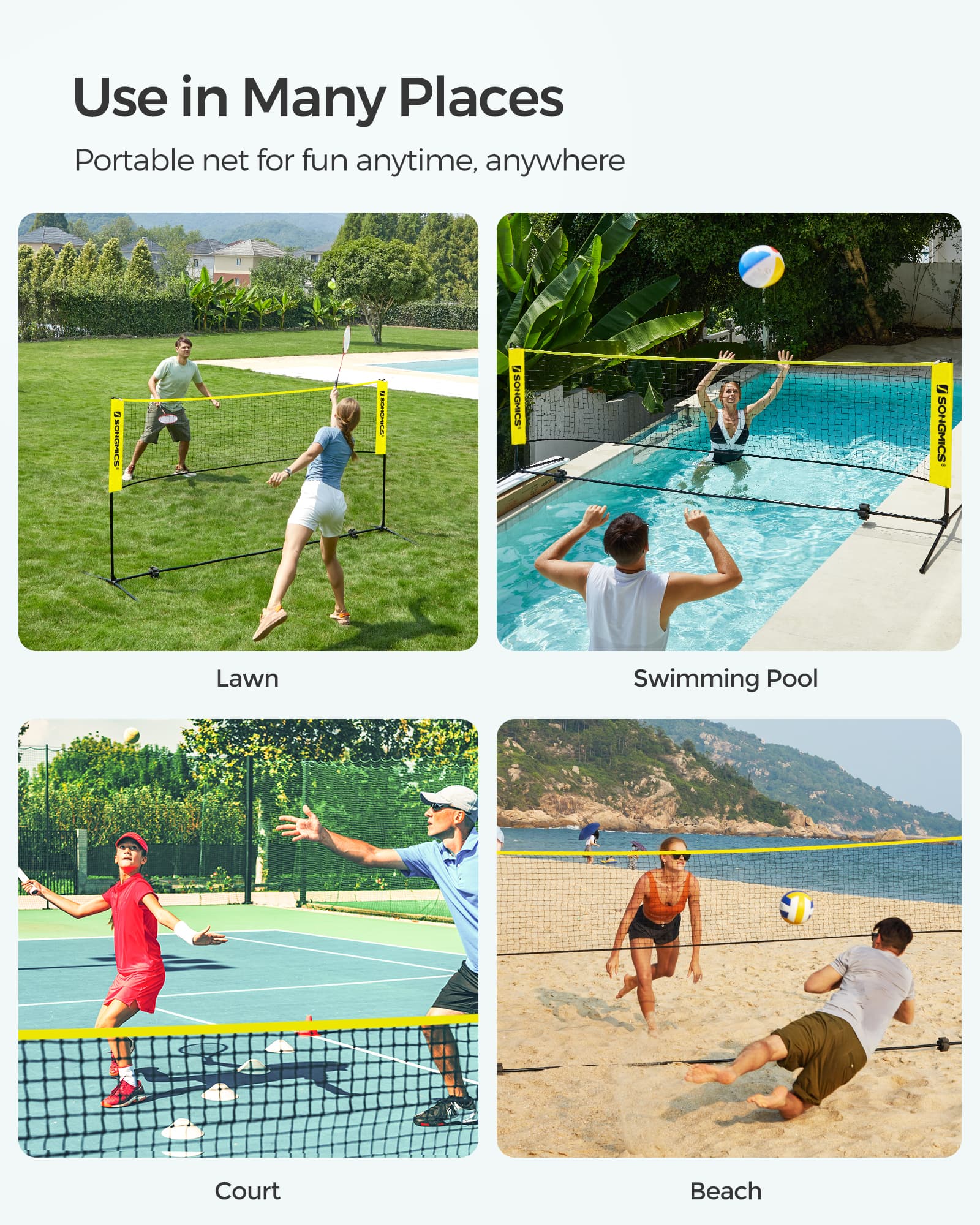 Badminton Net - Yellow - High-Quality Material