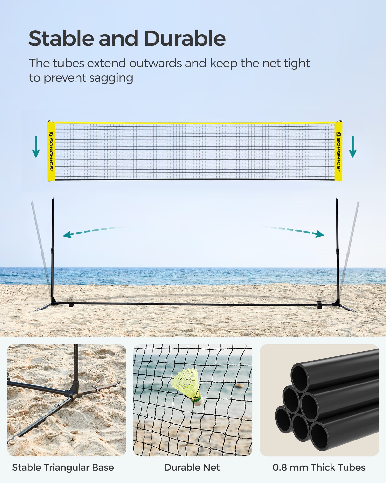 Badminton Net - Yellow - High-Quality Material