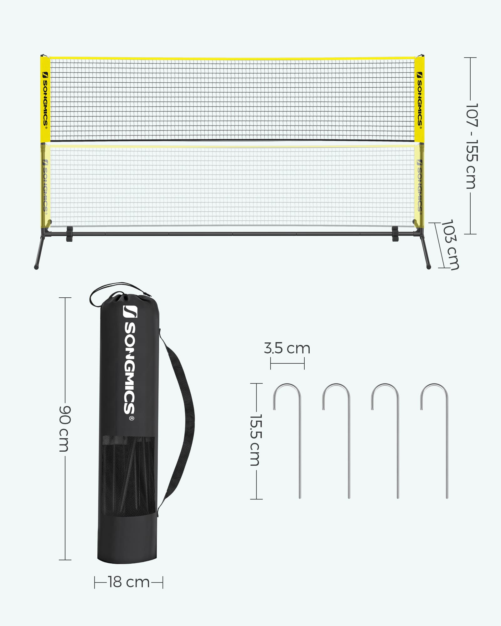 Badminton Net - Yellow - High-Quality Material