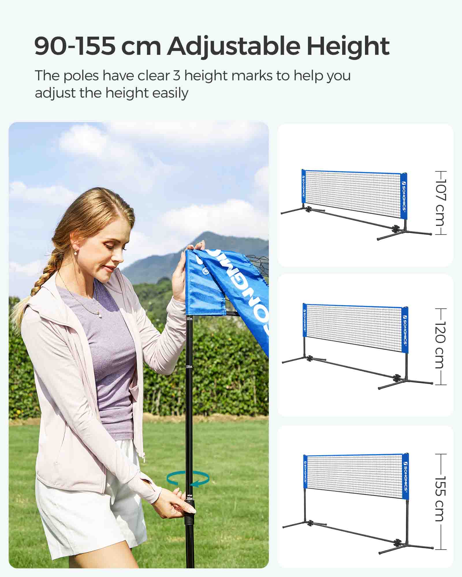Portable Badminton Tennis Net - 4m - Adjustable Height