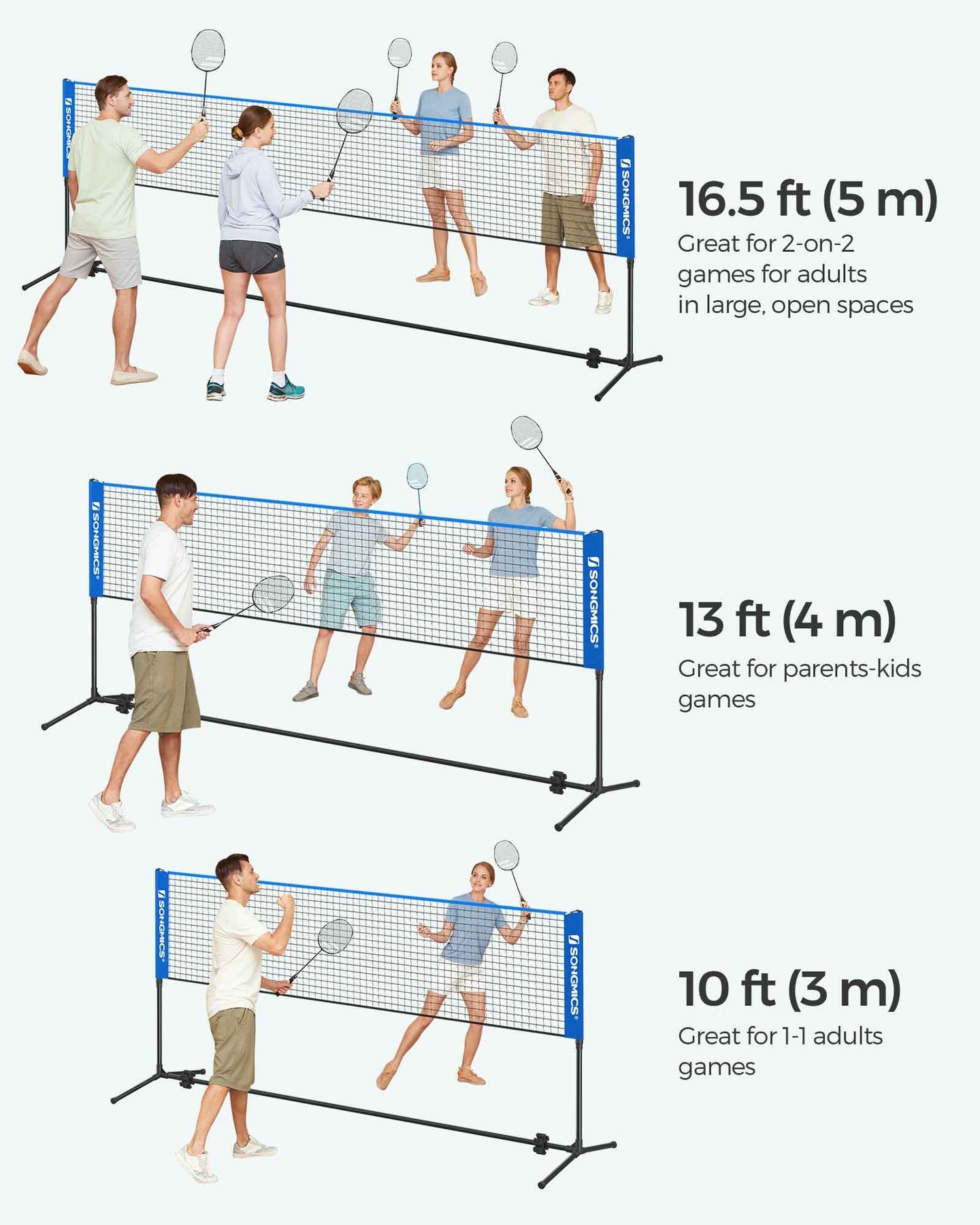 Portable Badminton Tennis Net - 4m - Adjustable Height
