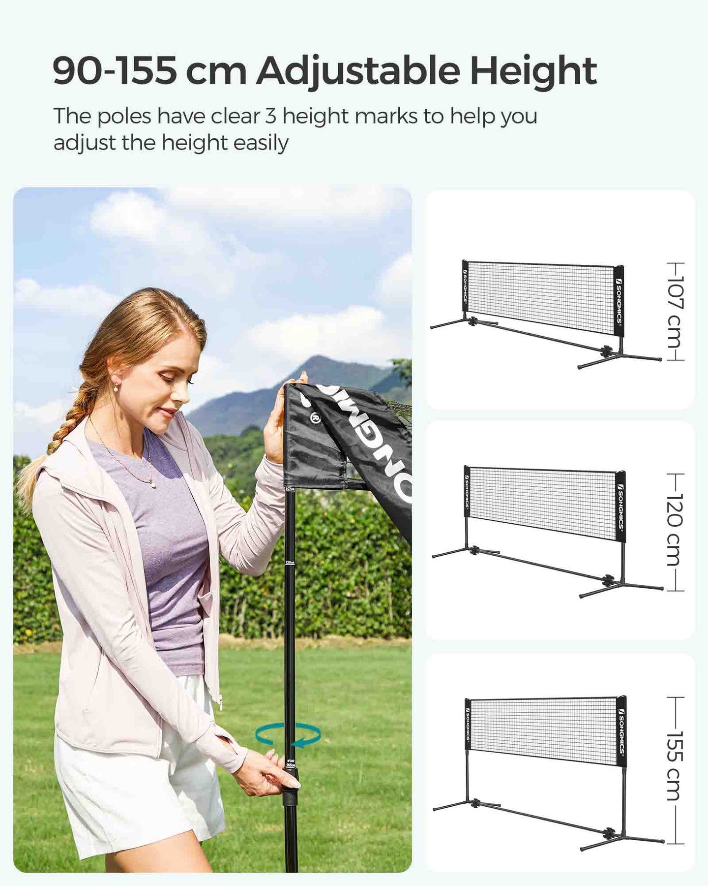 Portable Height Adjustable Badminton Net - 4m - Iron Frame - Indoor and Outdoor Use