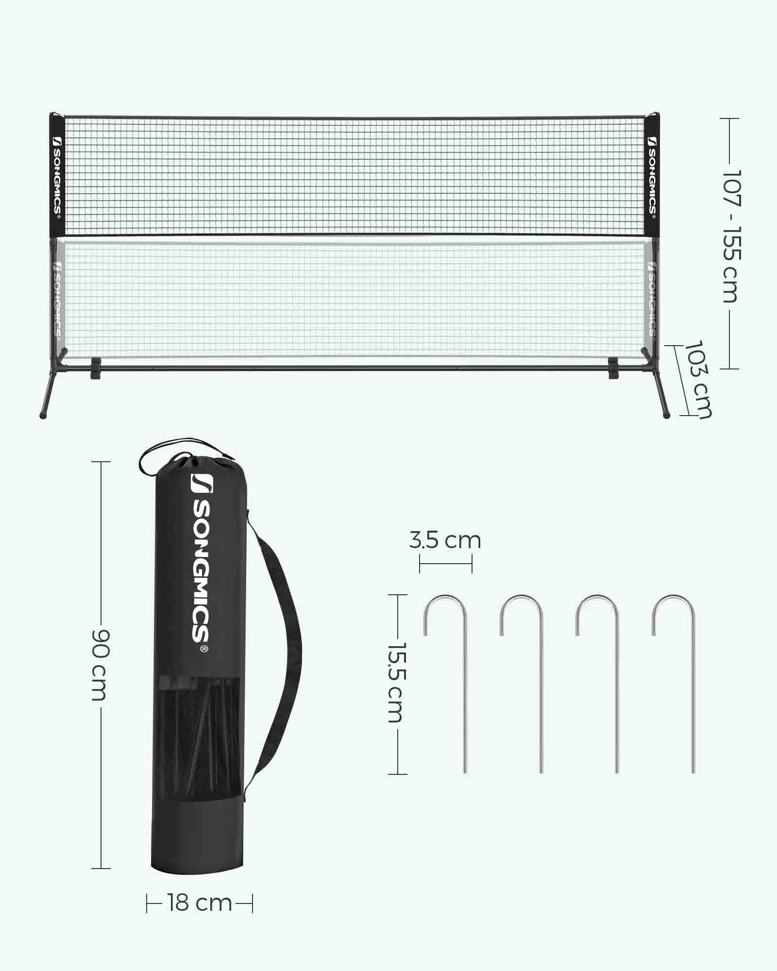 Portable Height Adjustable Badminton and Tennis Net - 4m Length - Durable Design