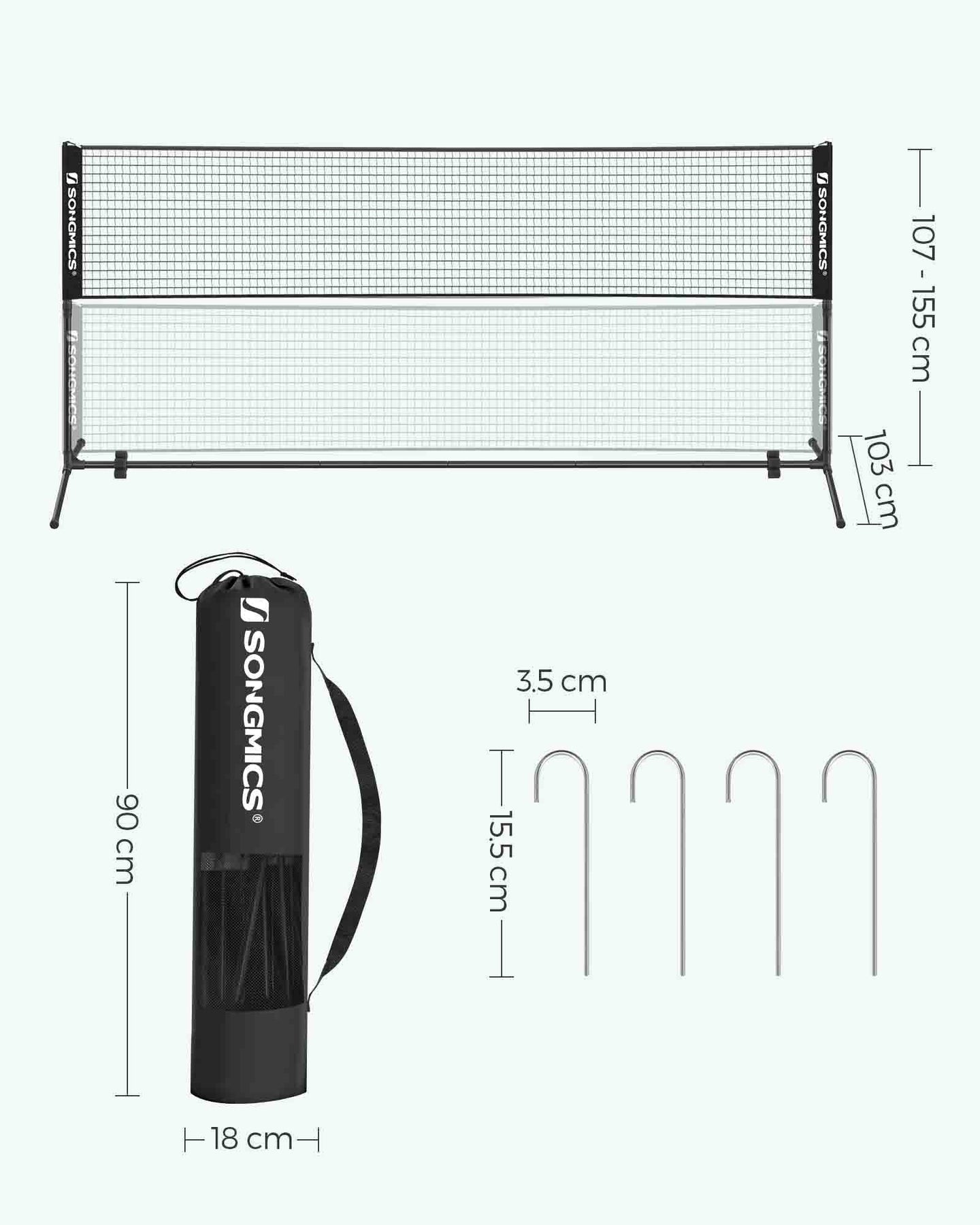 Portable Height Adjustable Badminton and Tennis Net - 4m Length - Durable Design