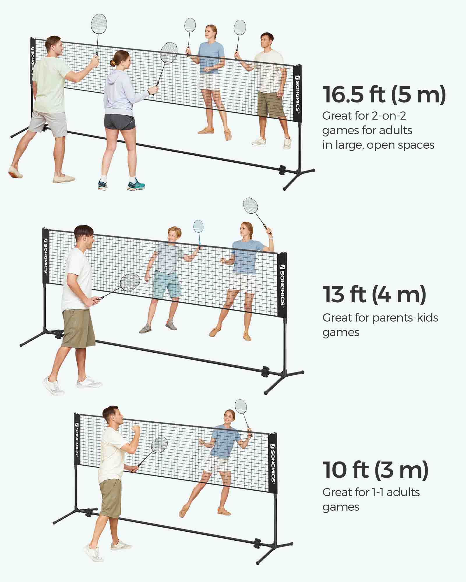 Portable Height Adjustable Badminton and Tennis Net - 4m Length - Durable Design
