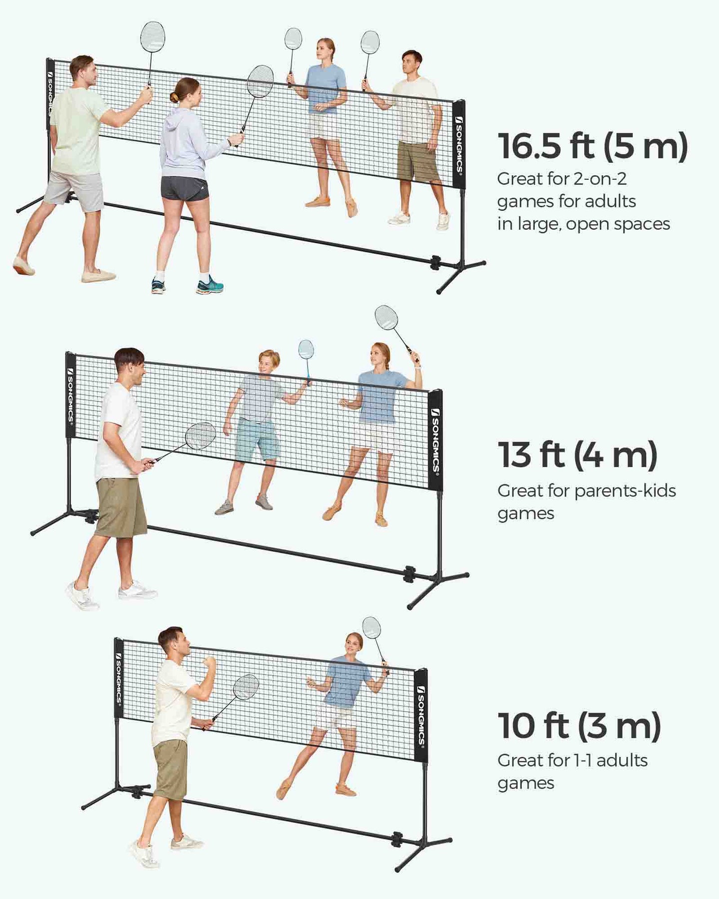 Portable Height Adjustable Badminton and Tennis Net - 4m Length - Durable Design