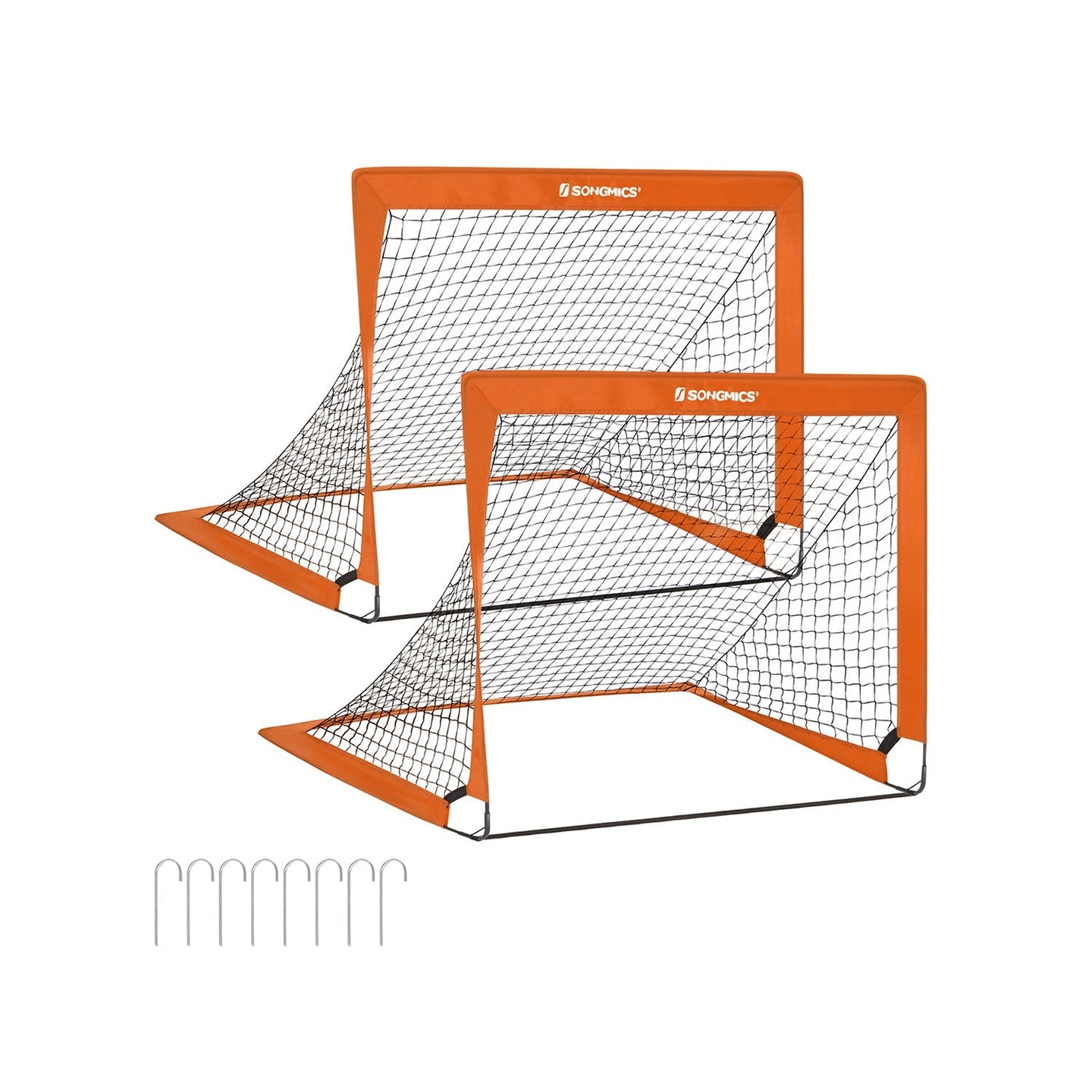 Set of 2 Children's Football Goals - Steel - Orange