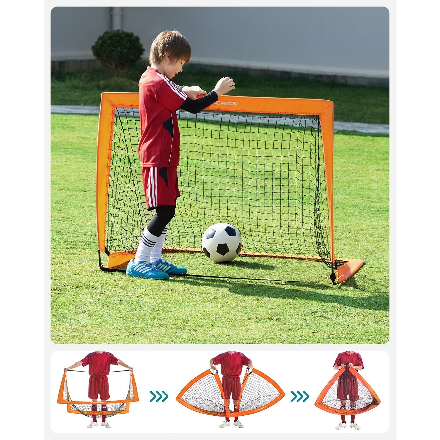Set of 2 Children's Football Goals - Steel - Orange