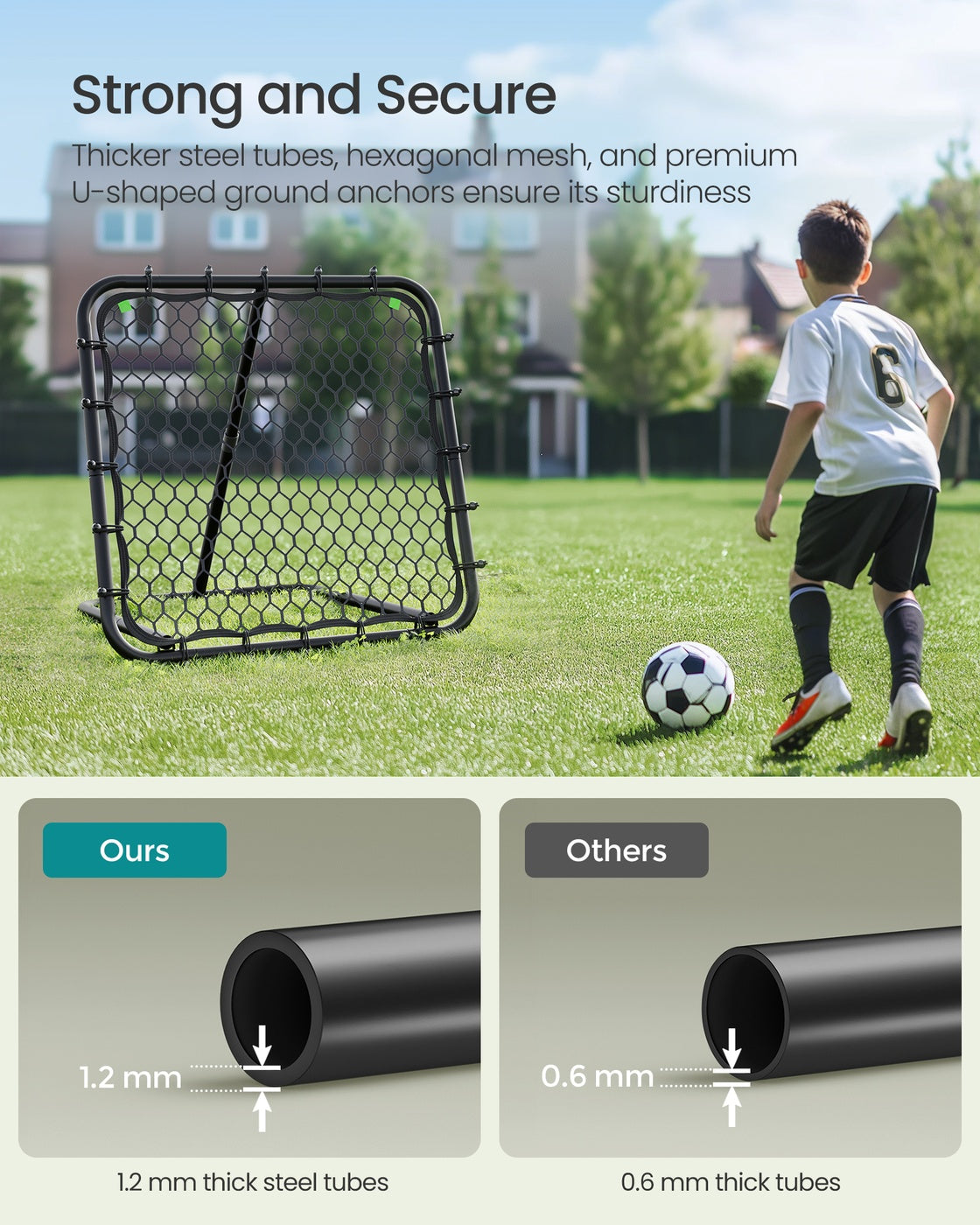 Football Rebounder Net - 18 lb - Steel Frame - Adjustable Angle