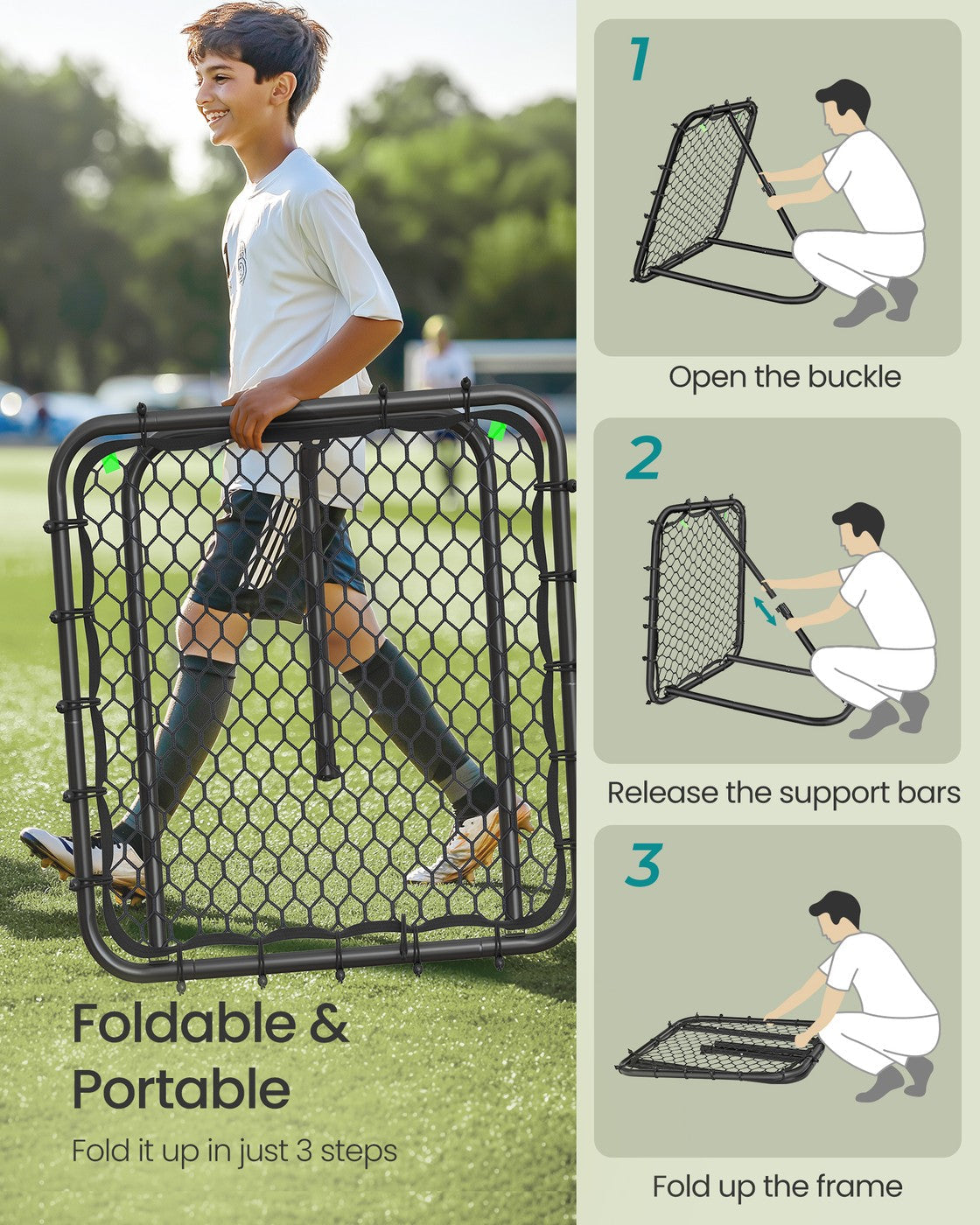Football Rebounder Net - 18 lb - Steel Frame - Adjustable Angle