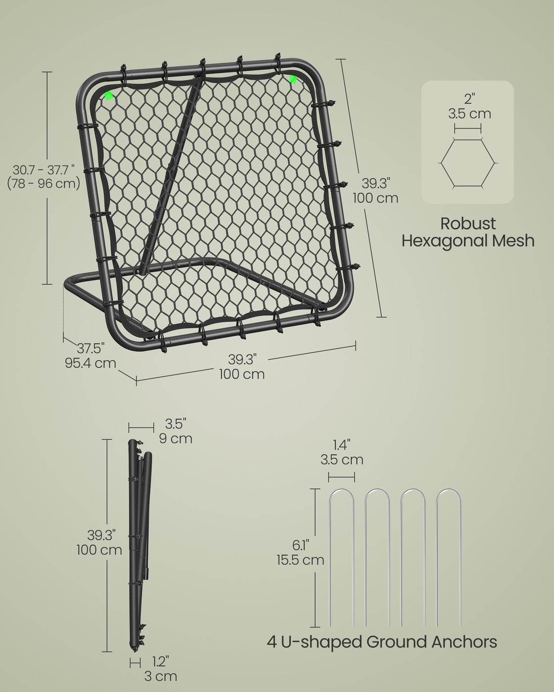 Football Rebounder Net - 18 lb - Steel Frame - Adjustable Angle