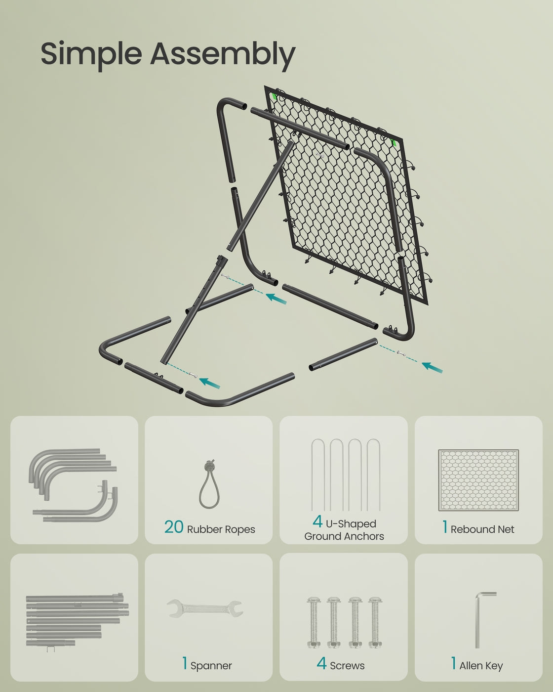 Football Rebounder Net - 18 lb - Steel Frame - Adjustable Angle
