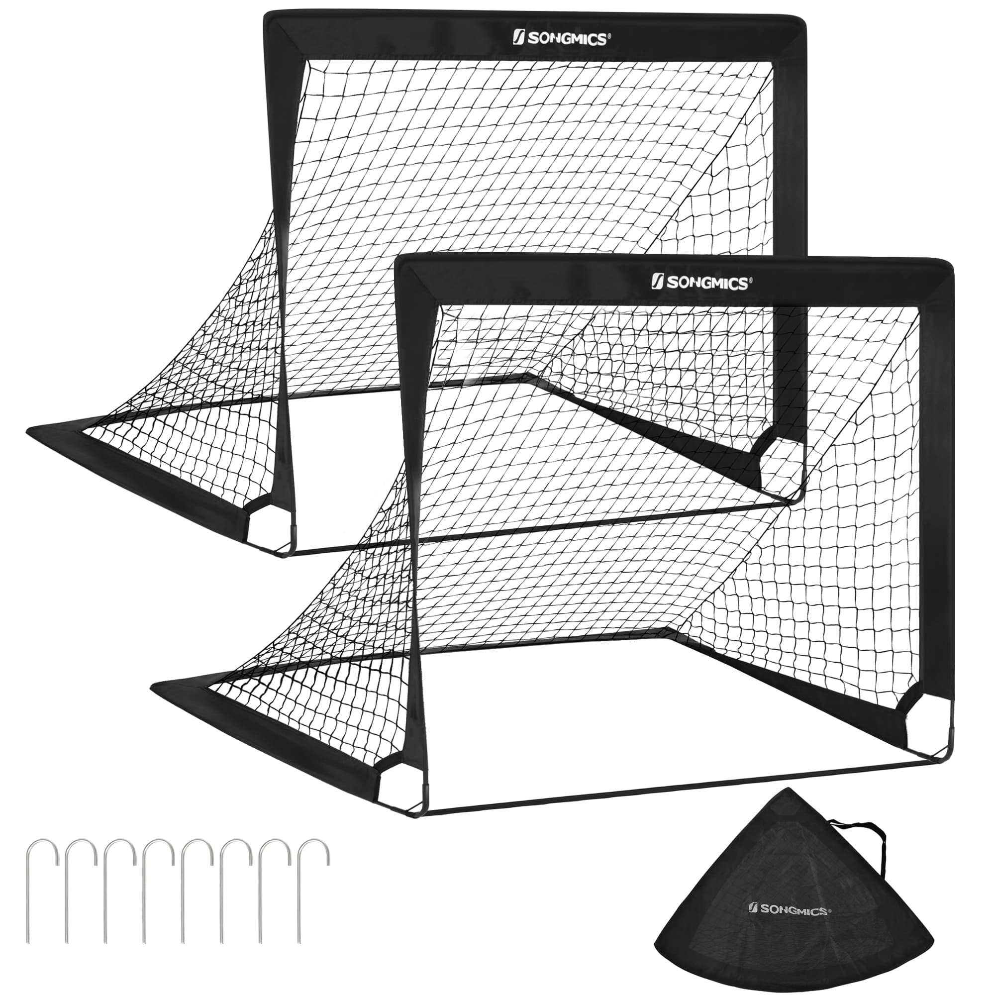 Set of 2 Portable Soccer Nets - Steel - Red - Park