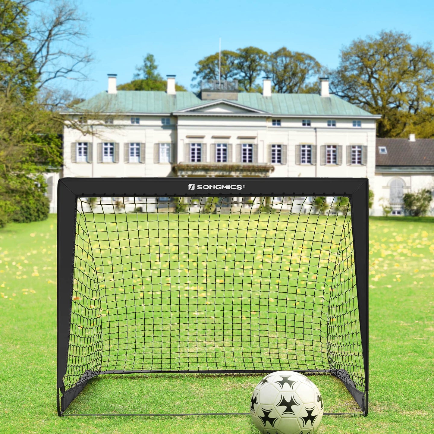 Set of 2 Portable Soccer Nets - Steel - Red - Park