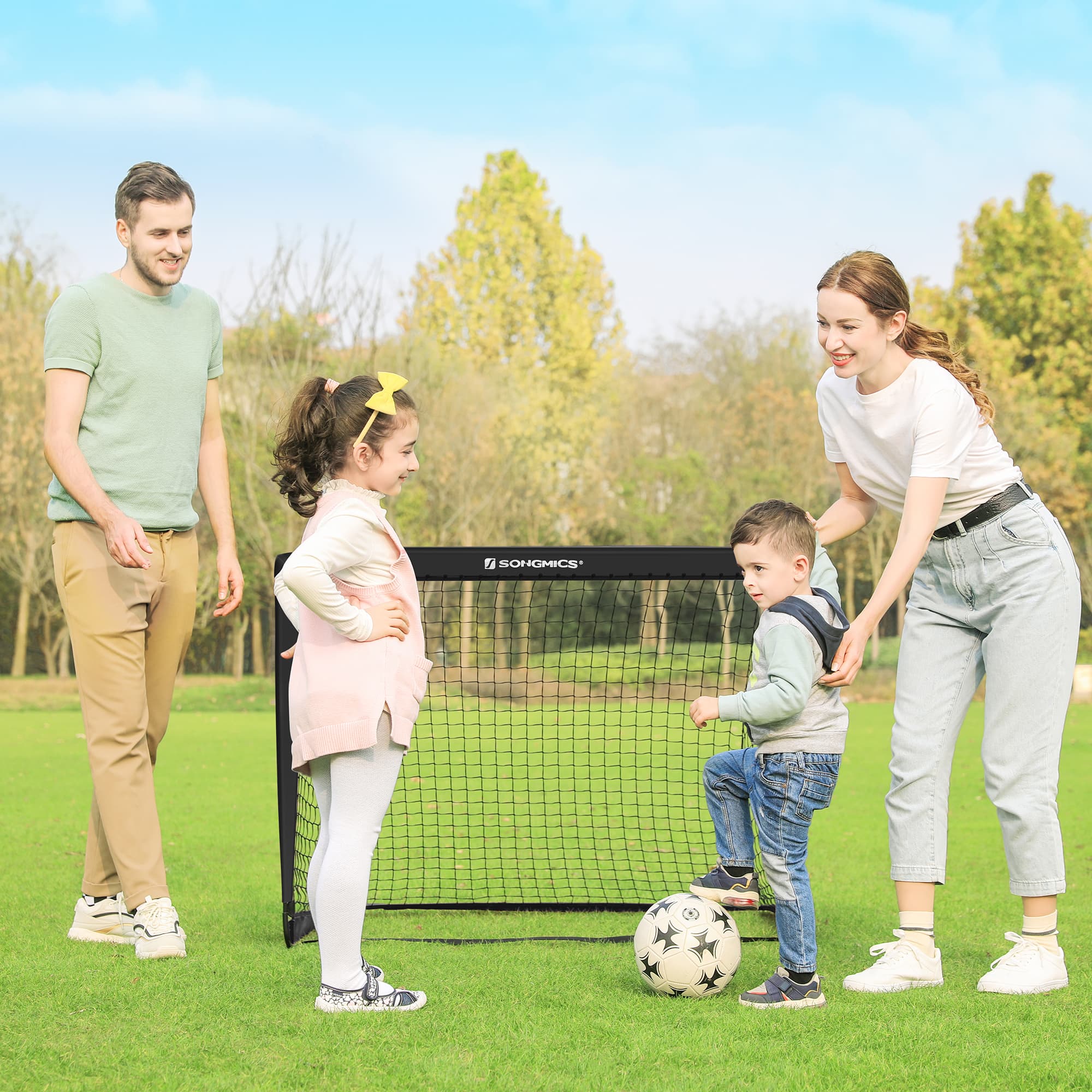 Set of 2 Portable Soccer Nets - Steel - Red - Park