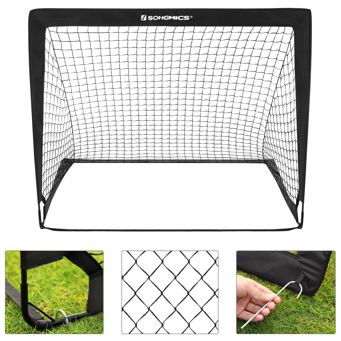 Set of 2 Portable Soccer Nets - Steel - Red - Park