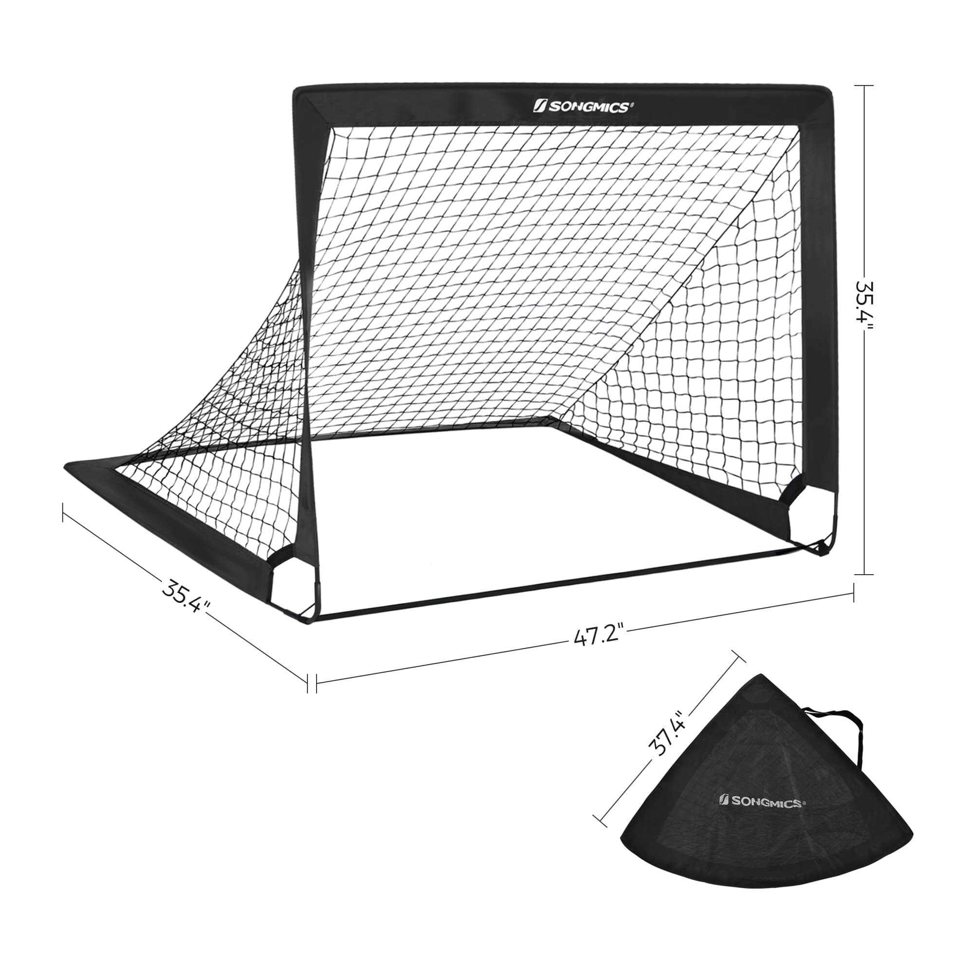 Set of 2 Portable Soccer Nets - Steel - Red - Park