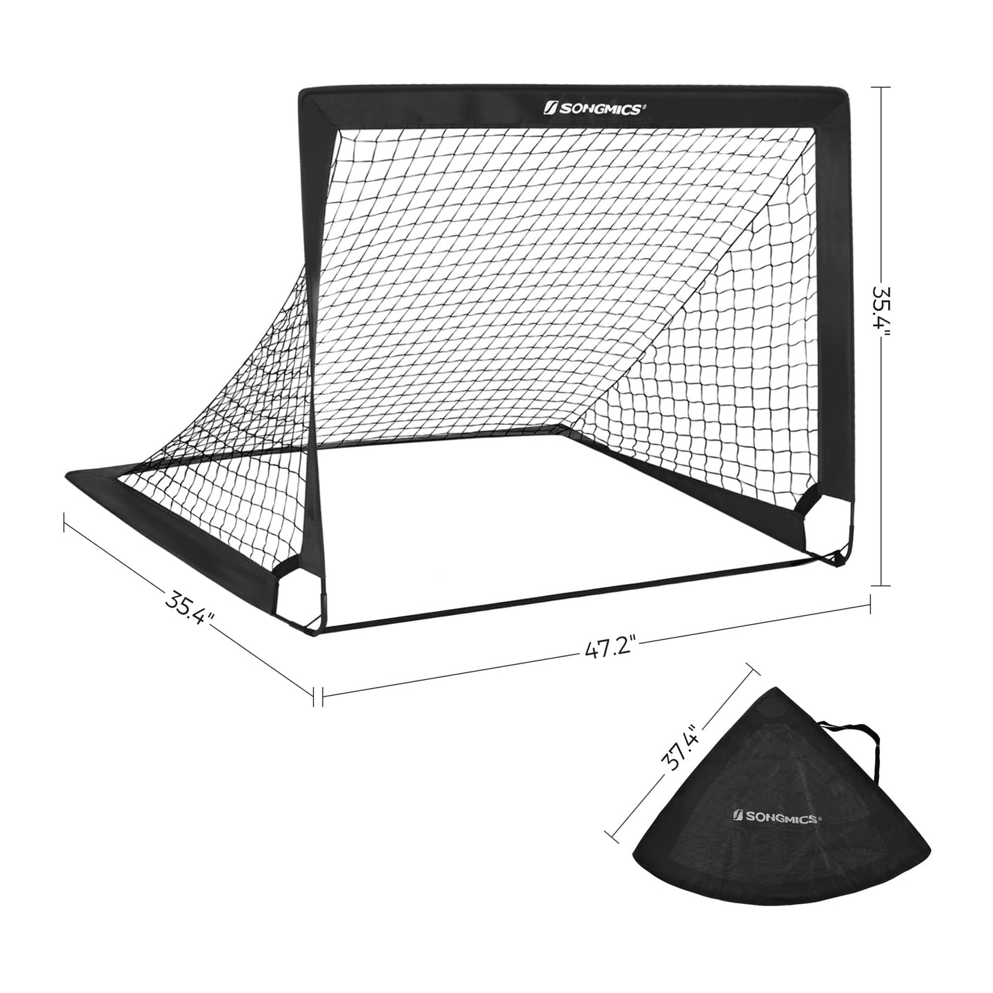Set of 2 Portable Soccer Nets - Steel - Red - Park