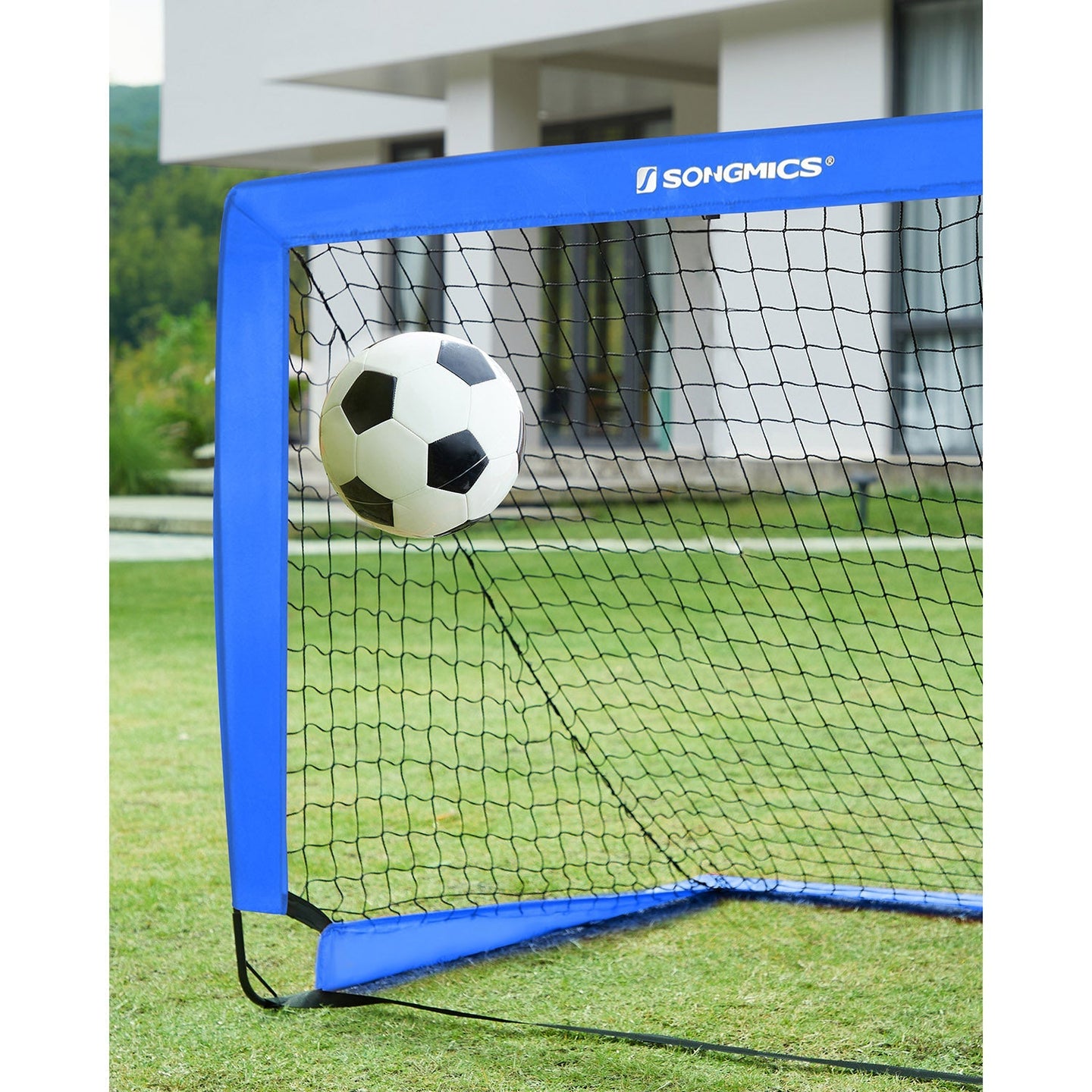 Set of 2 Folding Children's Football Goals - Steel - Blue and Red - Lightweight Design for Easy Portability