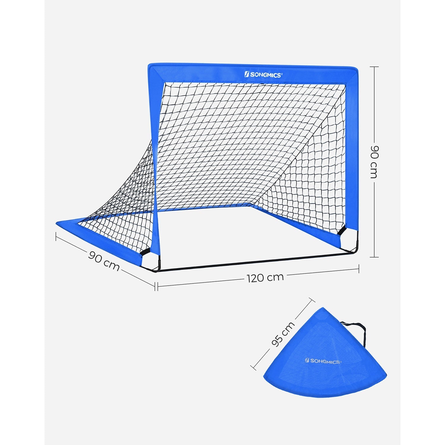 Set of 2 Folding Children's Football Goals - Steel - Blue and Red - Lightweight Design for Easy Portability