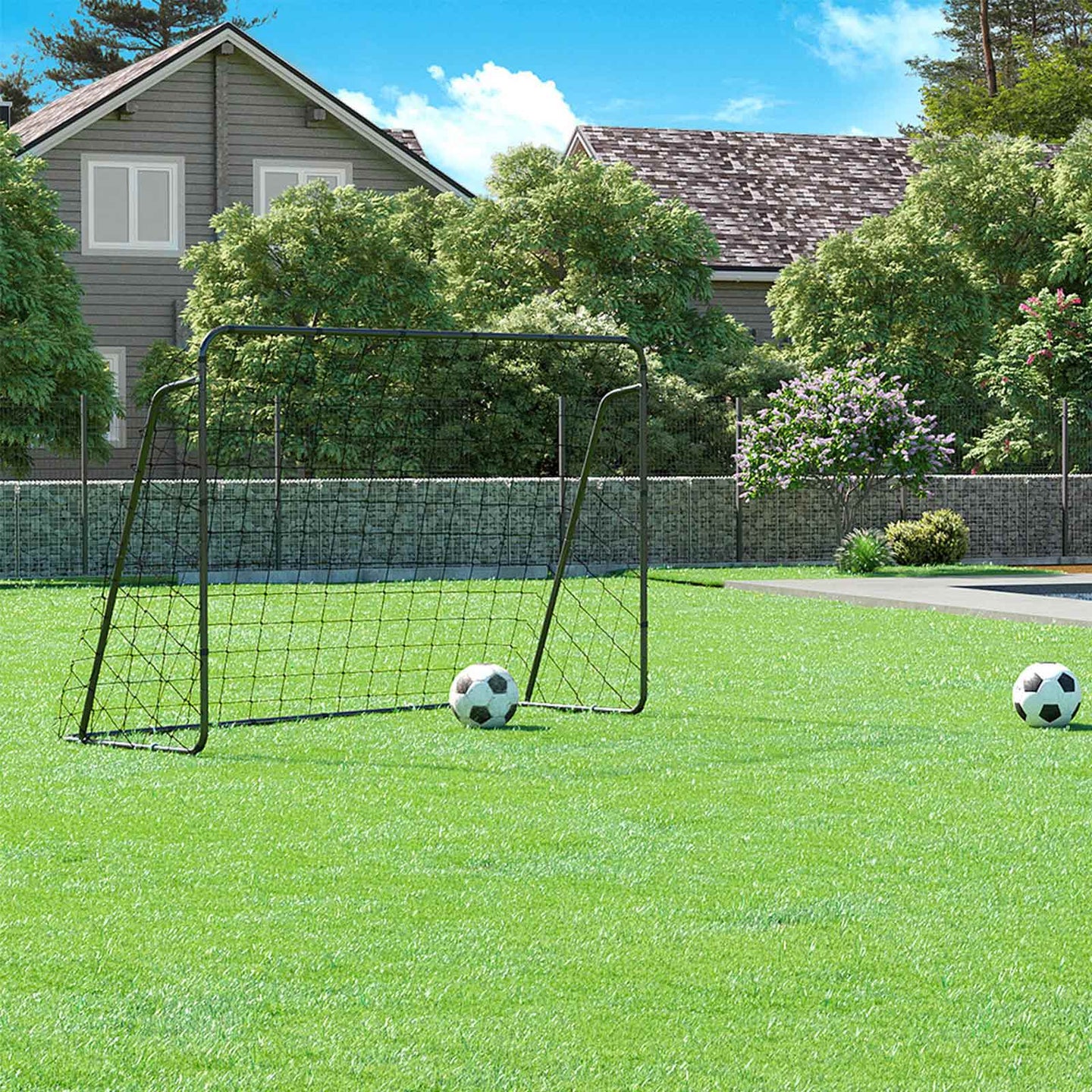 Portable Football Goal - Iron - Black - 10ft x 6.7ft