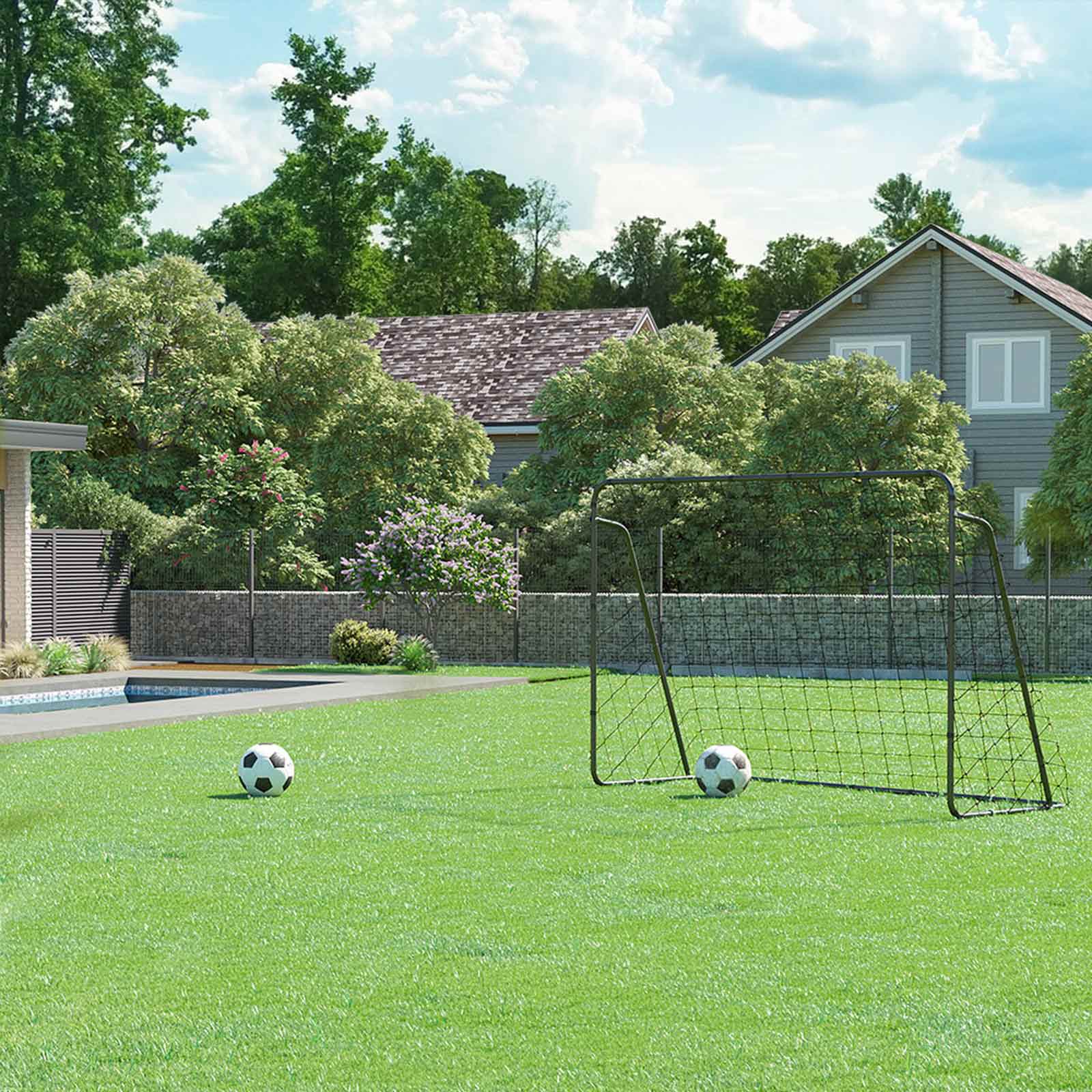 Portable Football Goal - Iron - Black - 10ft x 6.7ft