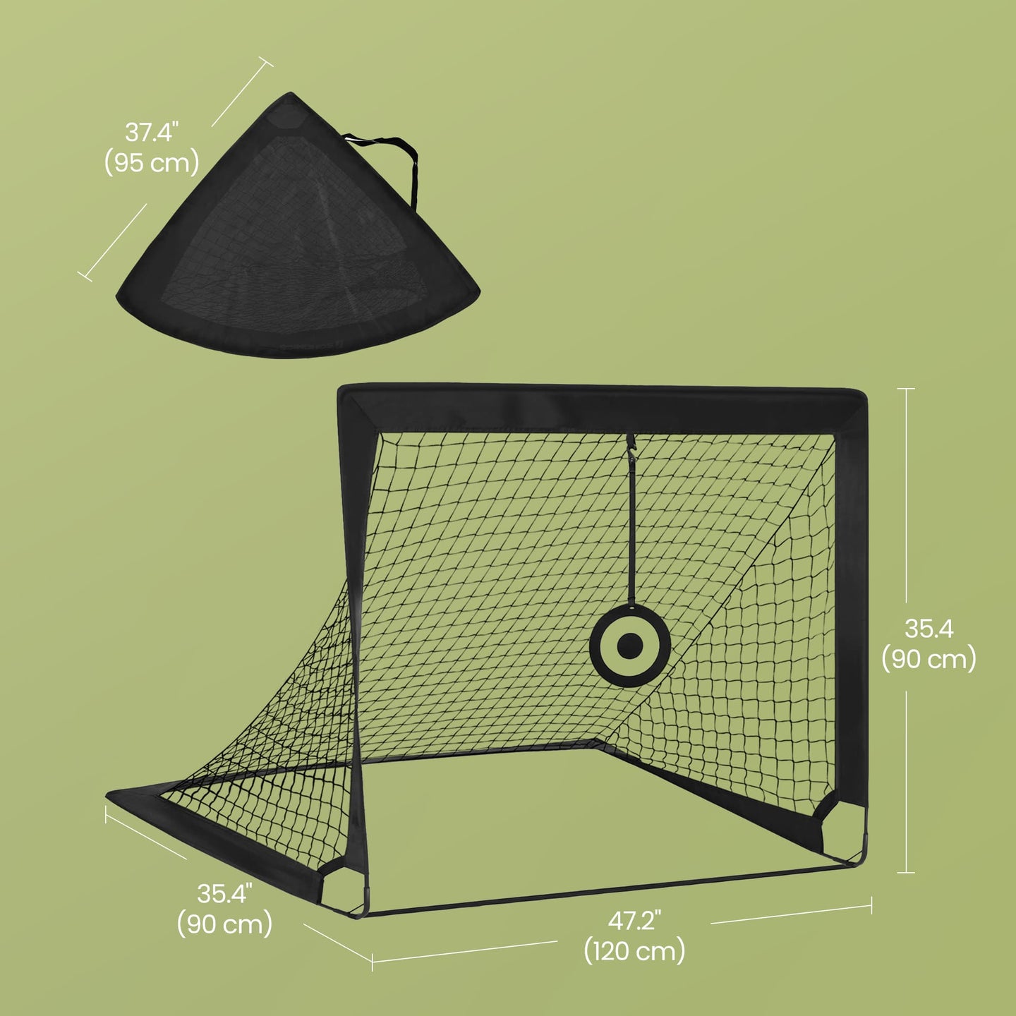 Set of 2 Portable Pop-Up Soccer Goals - Black - Fiberglass