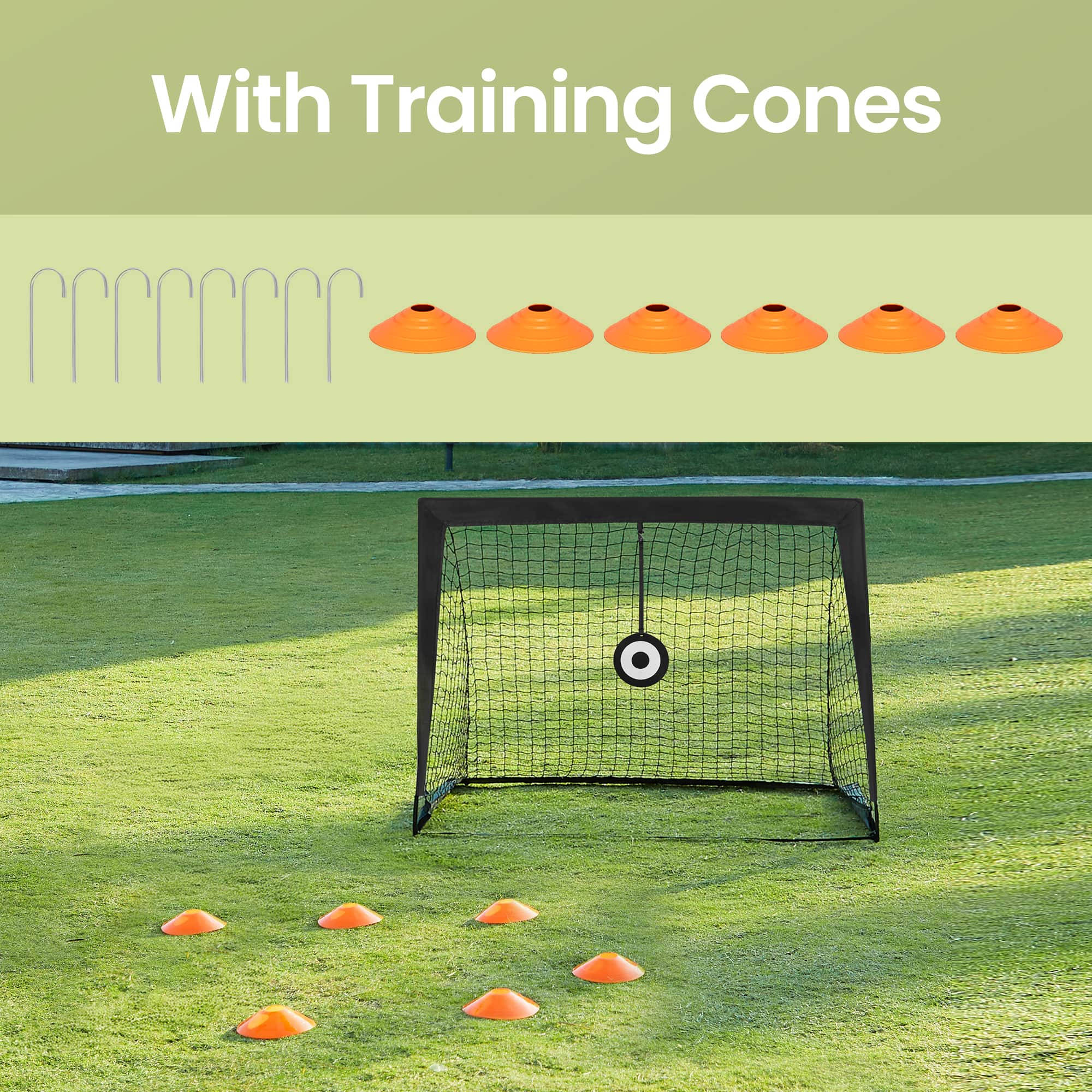 Set of 2 Portable Pop-Up Soccer Goals - Black - Fiberglass