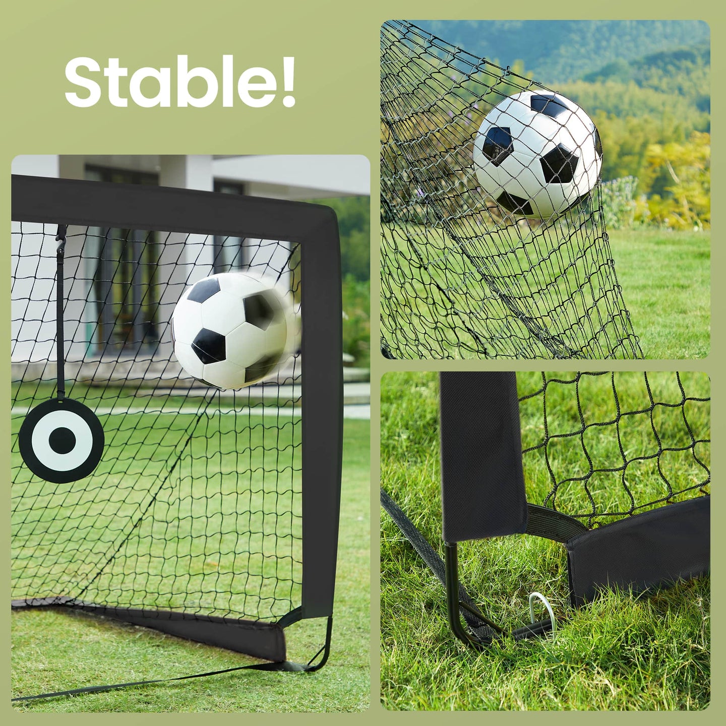 Set of 2 Portable Pop-Up Soccer Goals - Black - Fiberglass