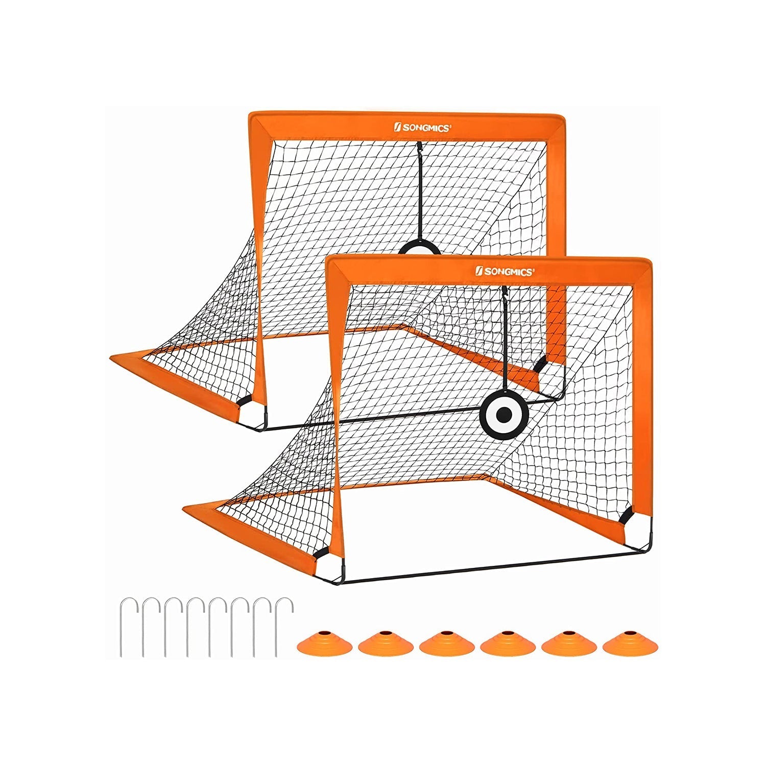 Set of 2 Portable Football Nets - Black - Fibreglass