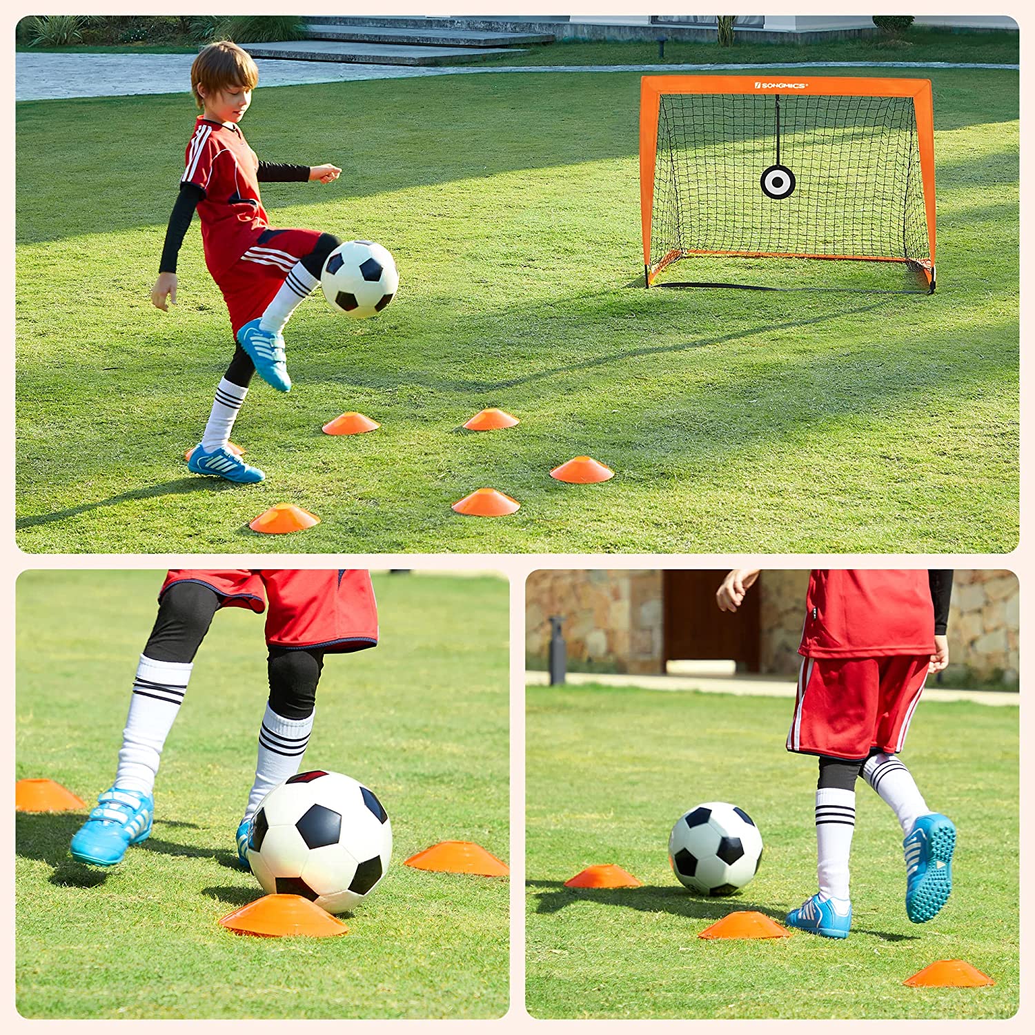 Set of 2 Portable Football Nets - Black - Fibreglass