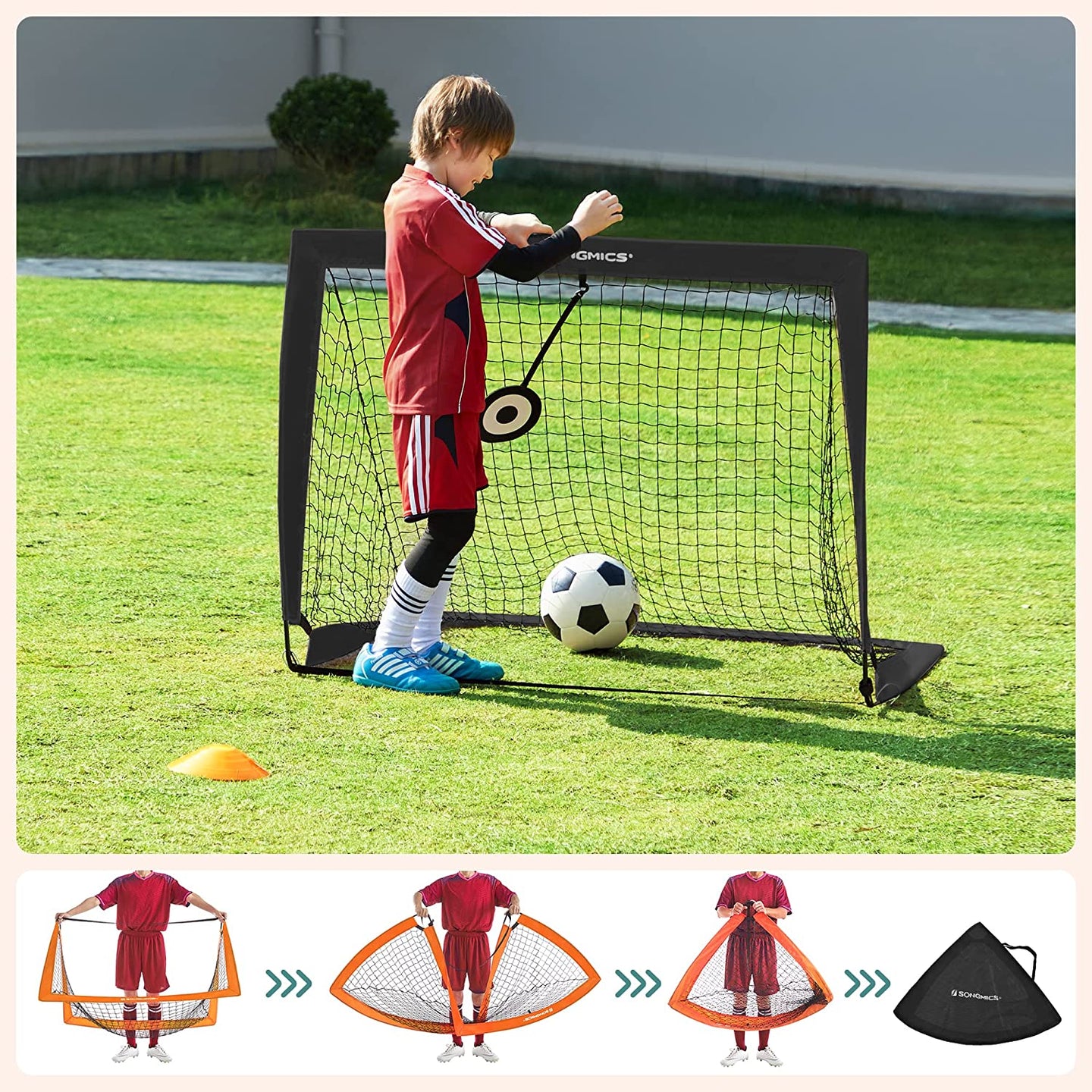 Set of 2 Portable Football Nets - Black - Fibreglass