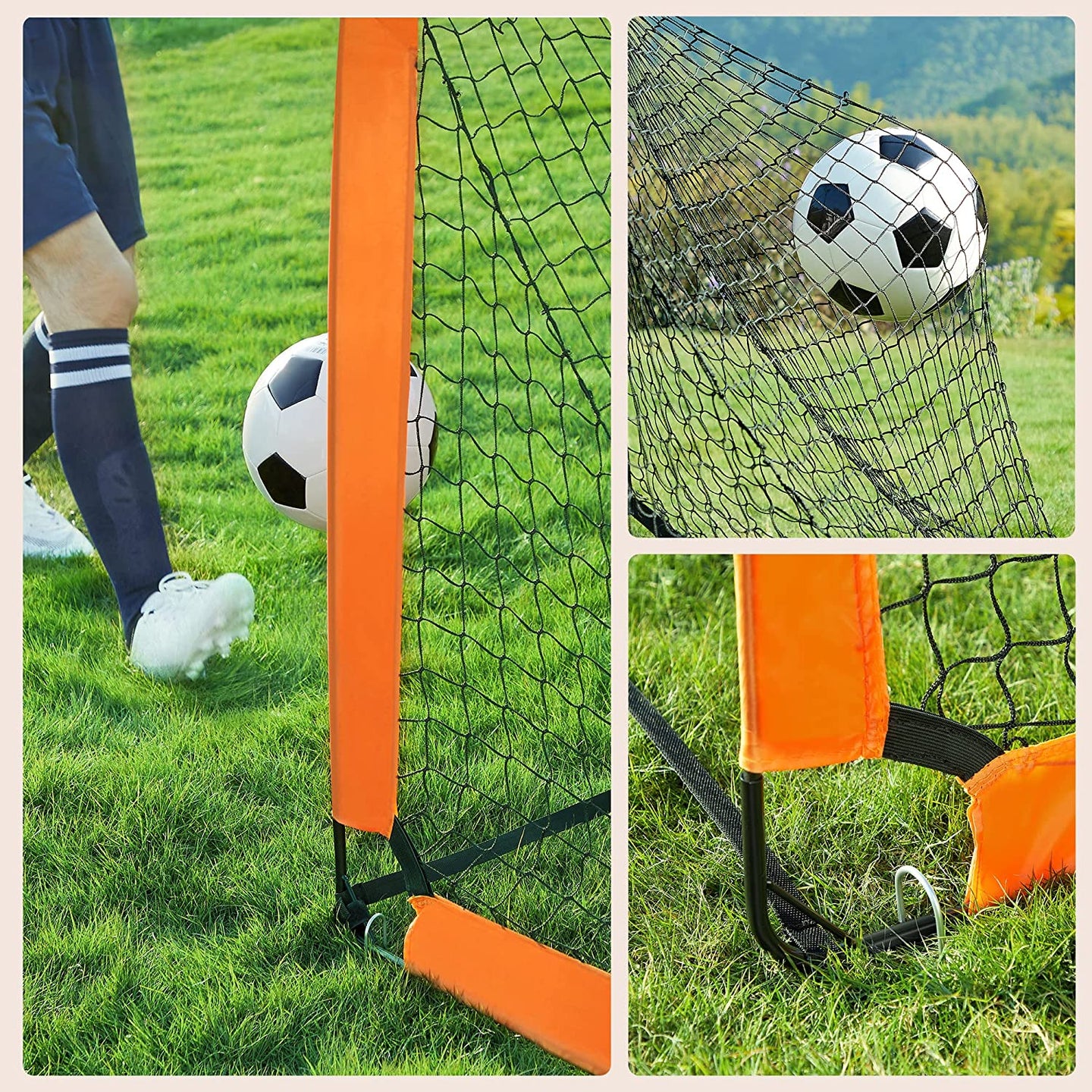 Set of 2 Portable Football Nets - Black - Fibreglass