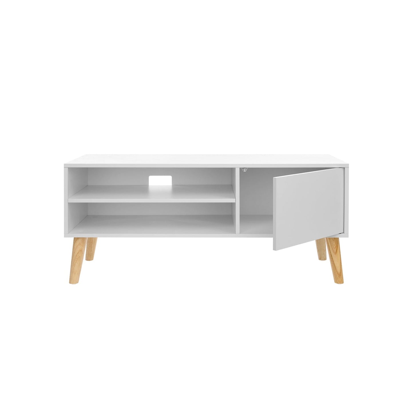 Scandinavian TV Stand - Wood - White - Retro Design for Flat Screen TVs and Gaming Consoles