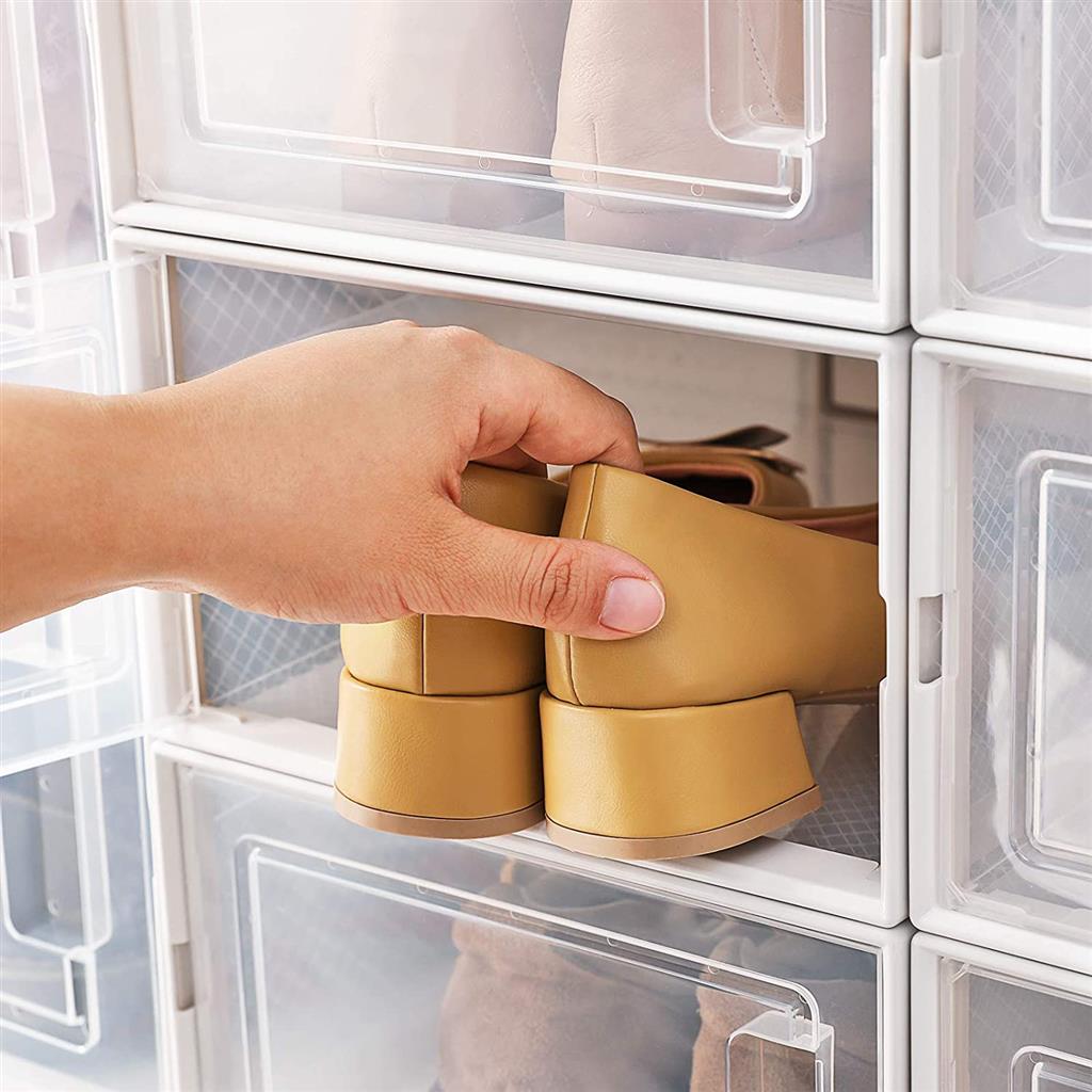 Shoe Storage Organisers - Plastic - Clear - Stackable and Foldable